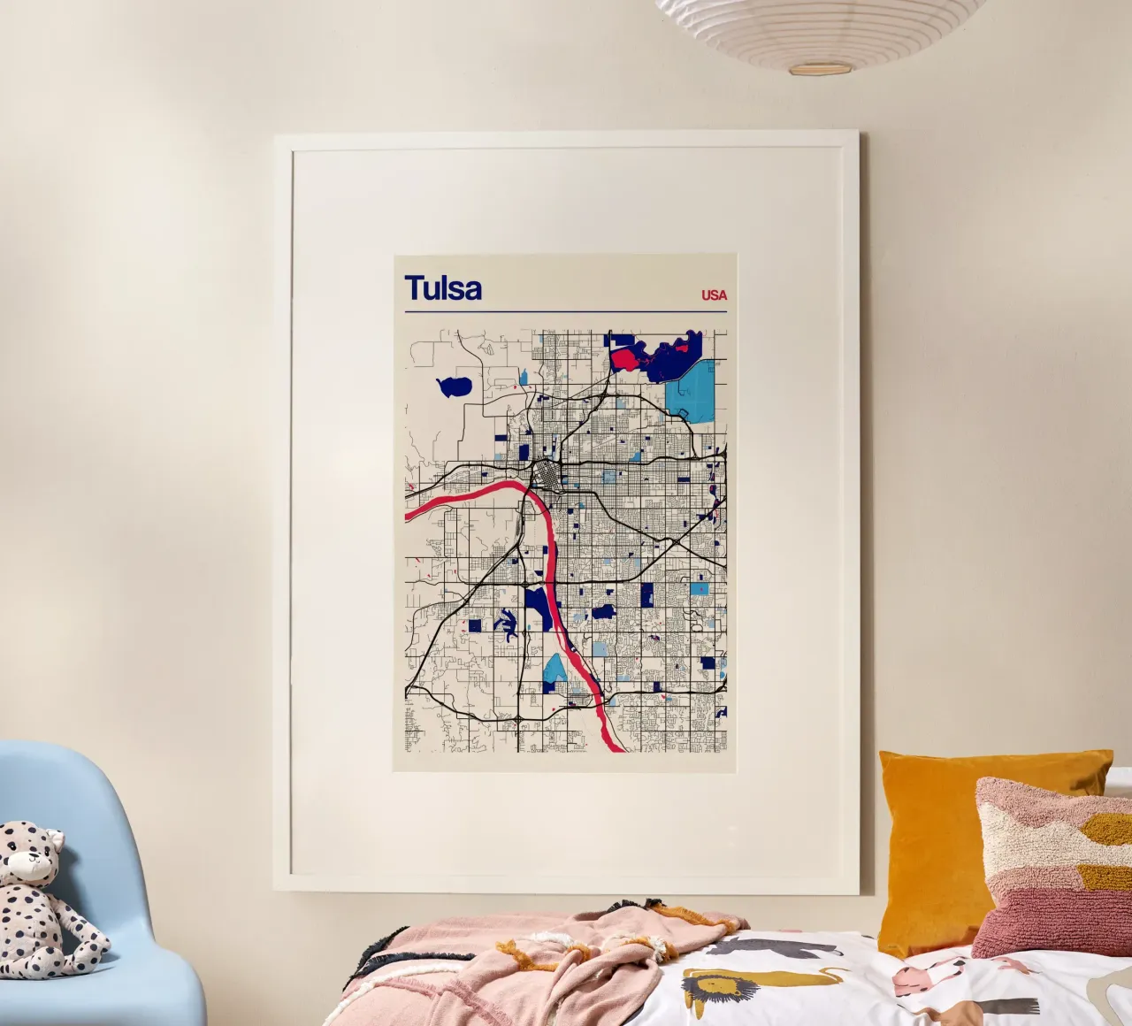 Tulsa in stile arte urbana poster con telaio in plastica da MOOODZART