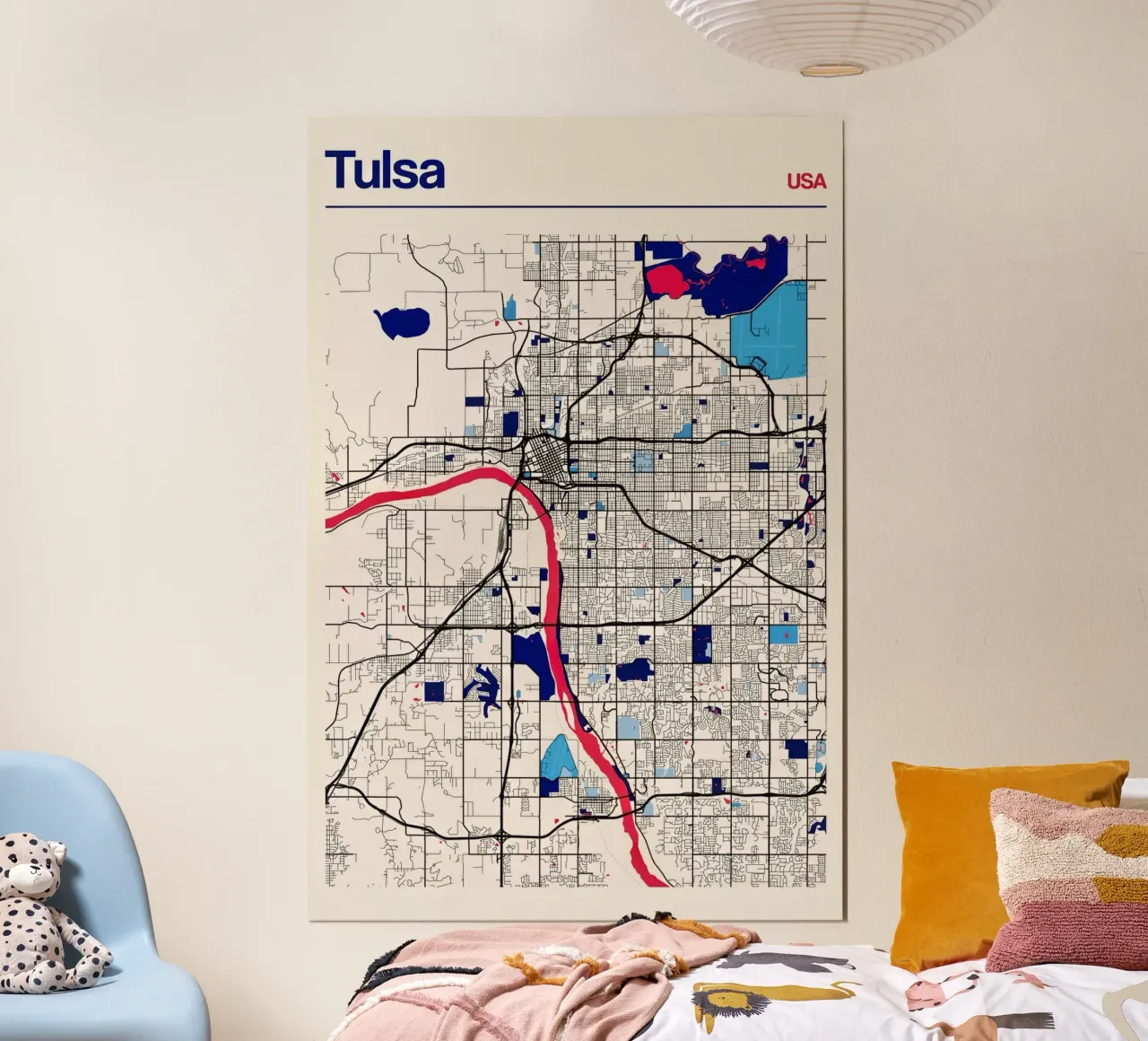 Tulsa in stile arte urbana poster con telaio in plastica da MOOODZART