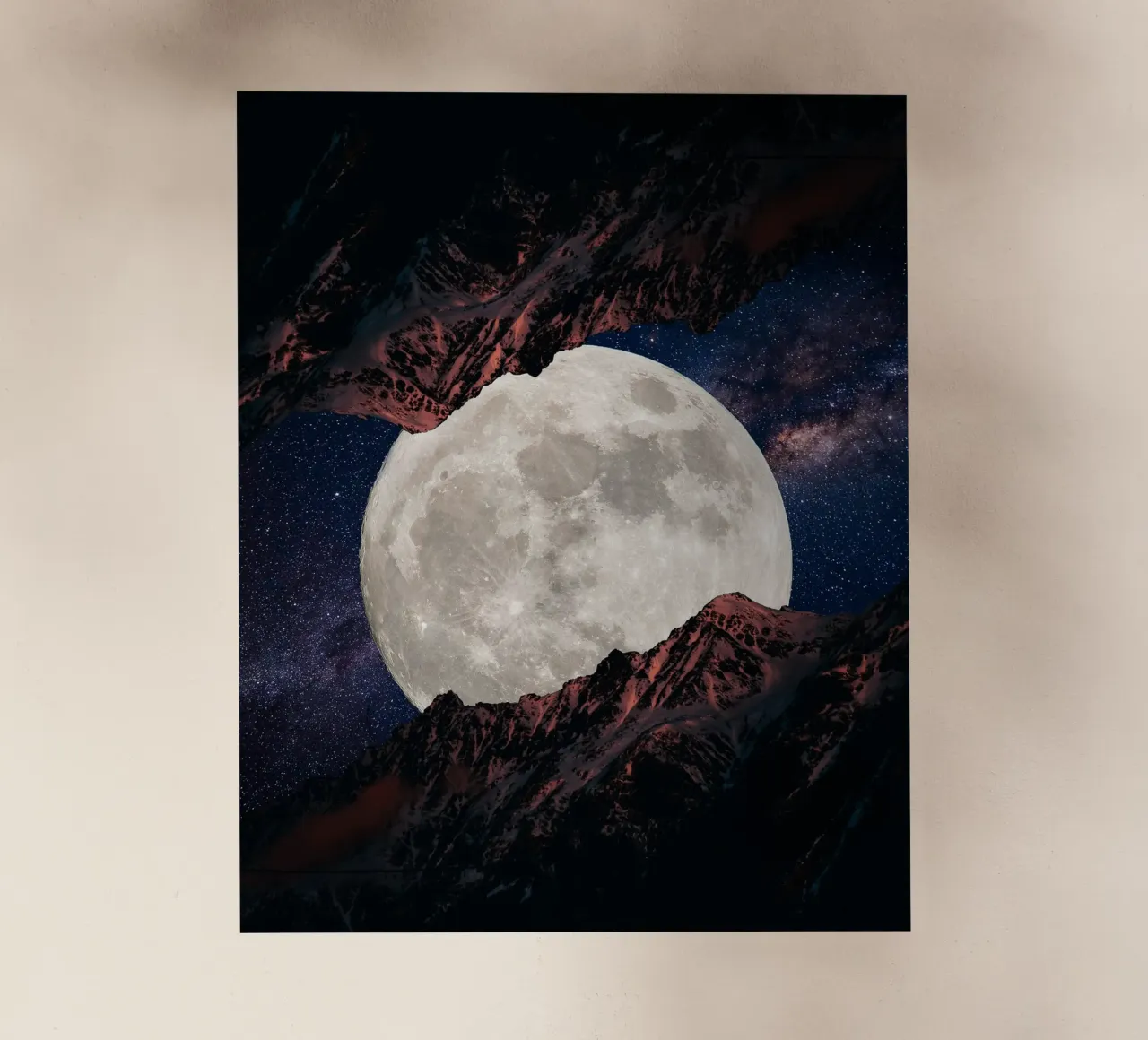 twin mountains and moon backlit film by Berwies Artwork