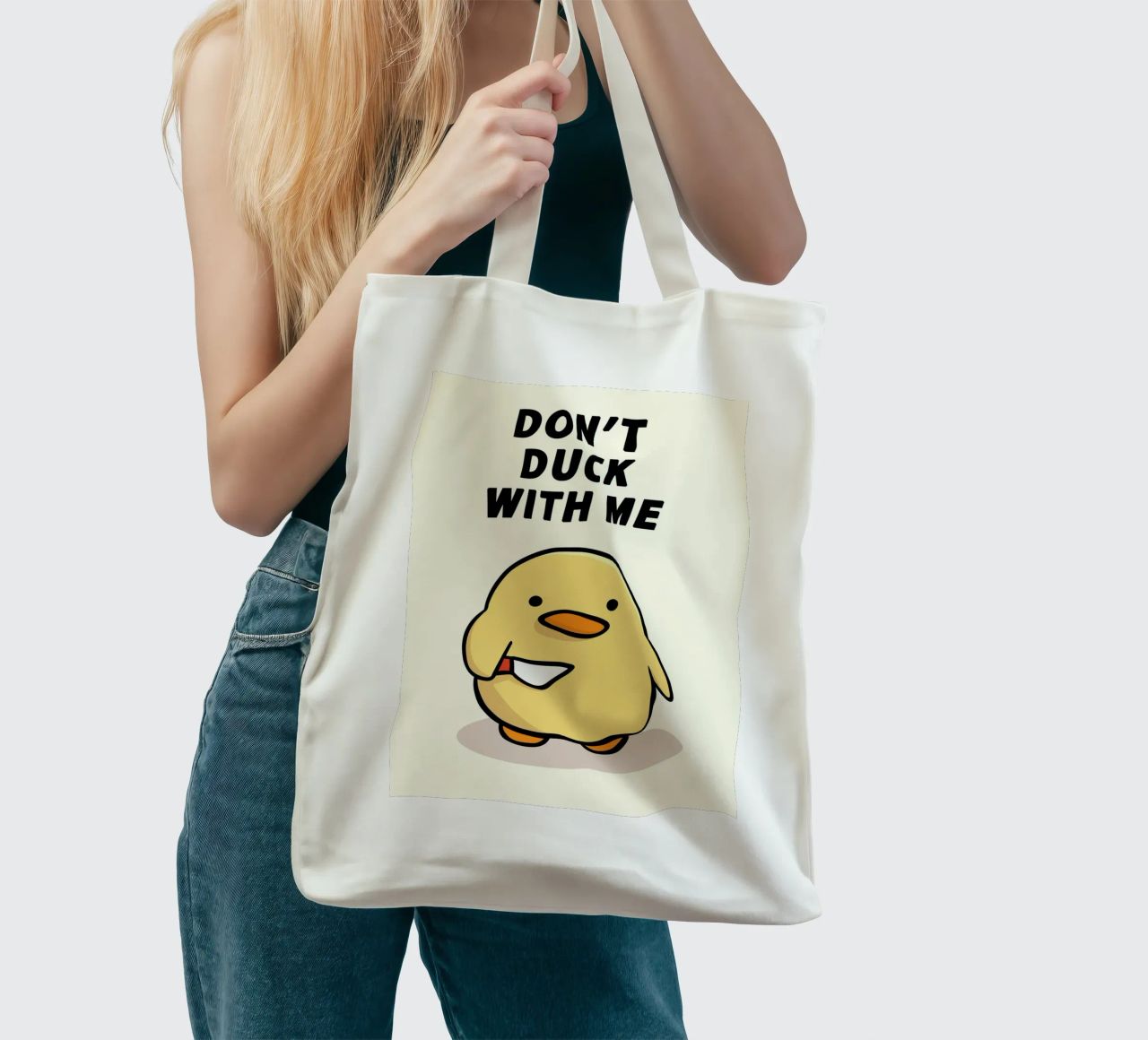 Don't Duck With Me borsa in juta da Nando Art