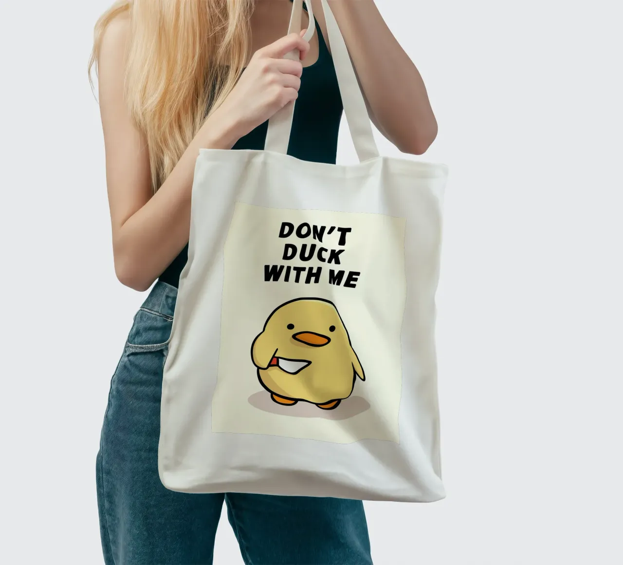 Don't Duck With Me borsa in juta da Nando Art