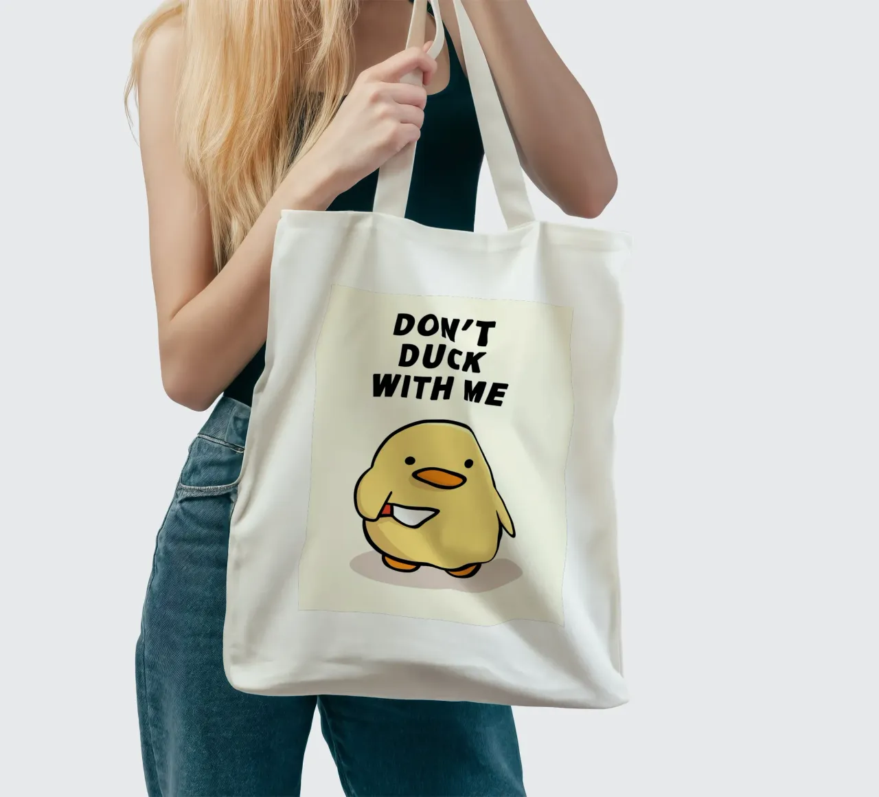 Don't Duck With Me borsa in juta da Nando Art