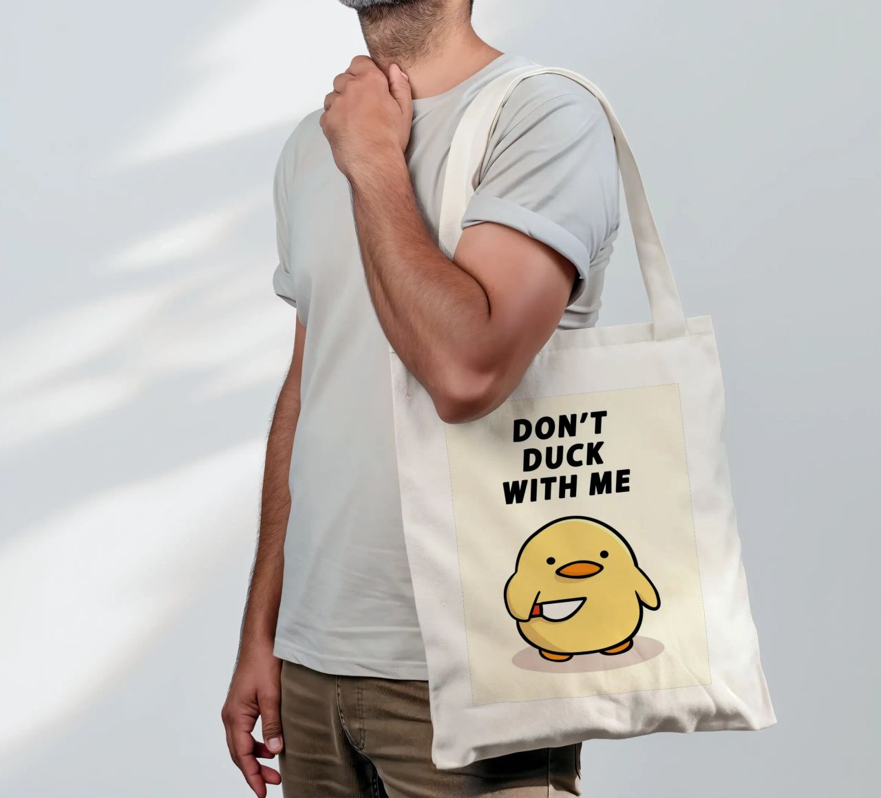 Don't Duck With Me borsa in juta da Nando Art