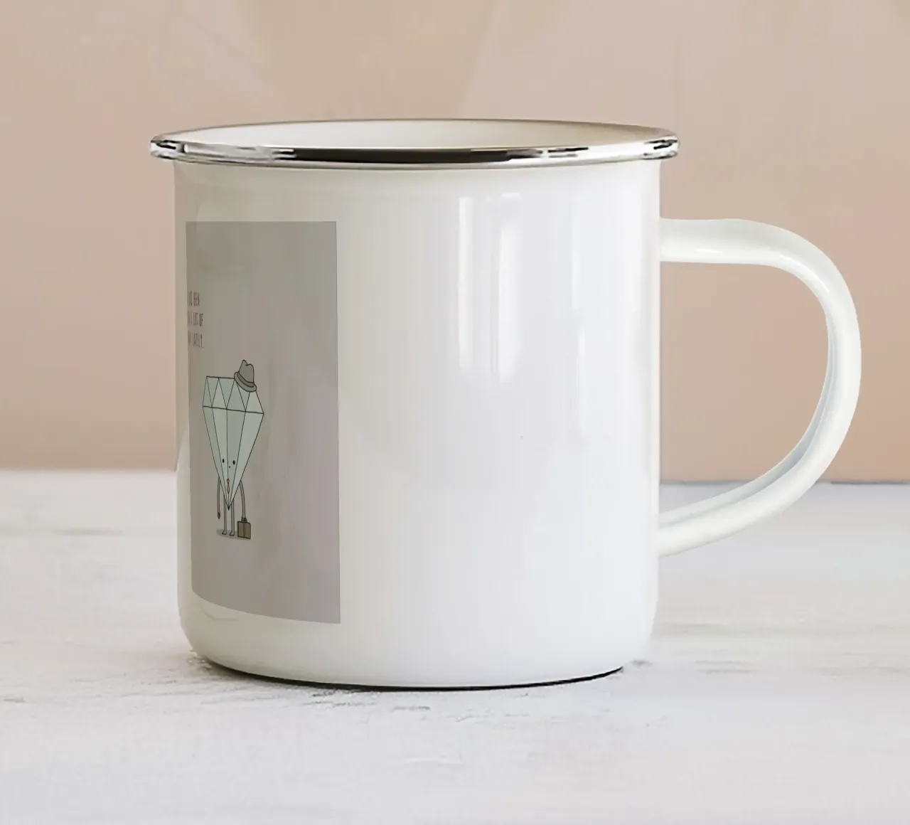 The Daily Grind enamel mug by Jaco Haasbroek