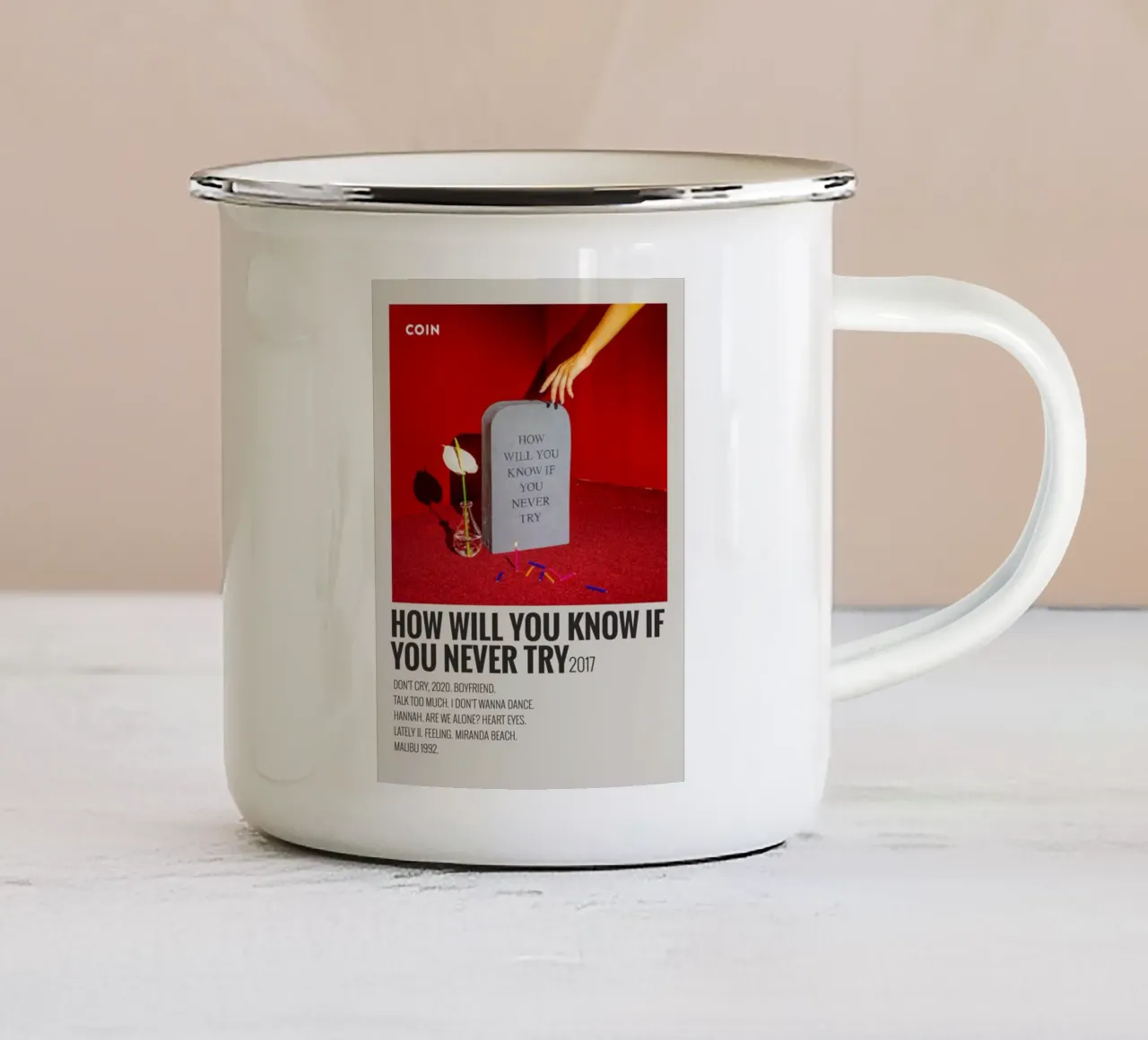 How Will You Know If You Never Try by Coin emaille mok van SoundStudio