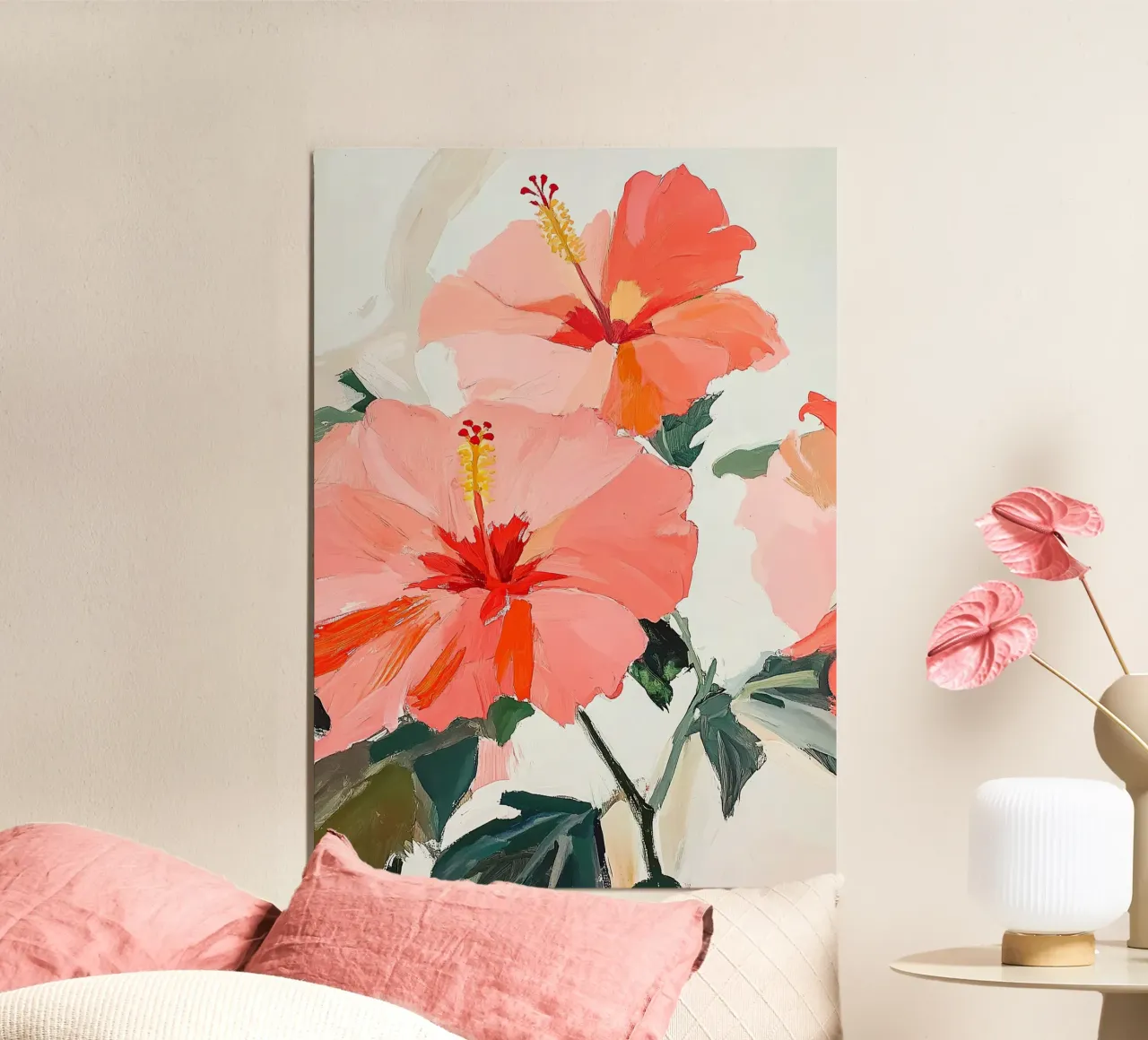 Floreale botanico Ibisco rosso Fauvismo carta hahnemühle da Euphoria Theresa
