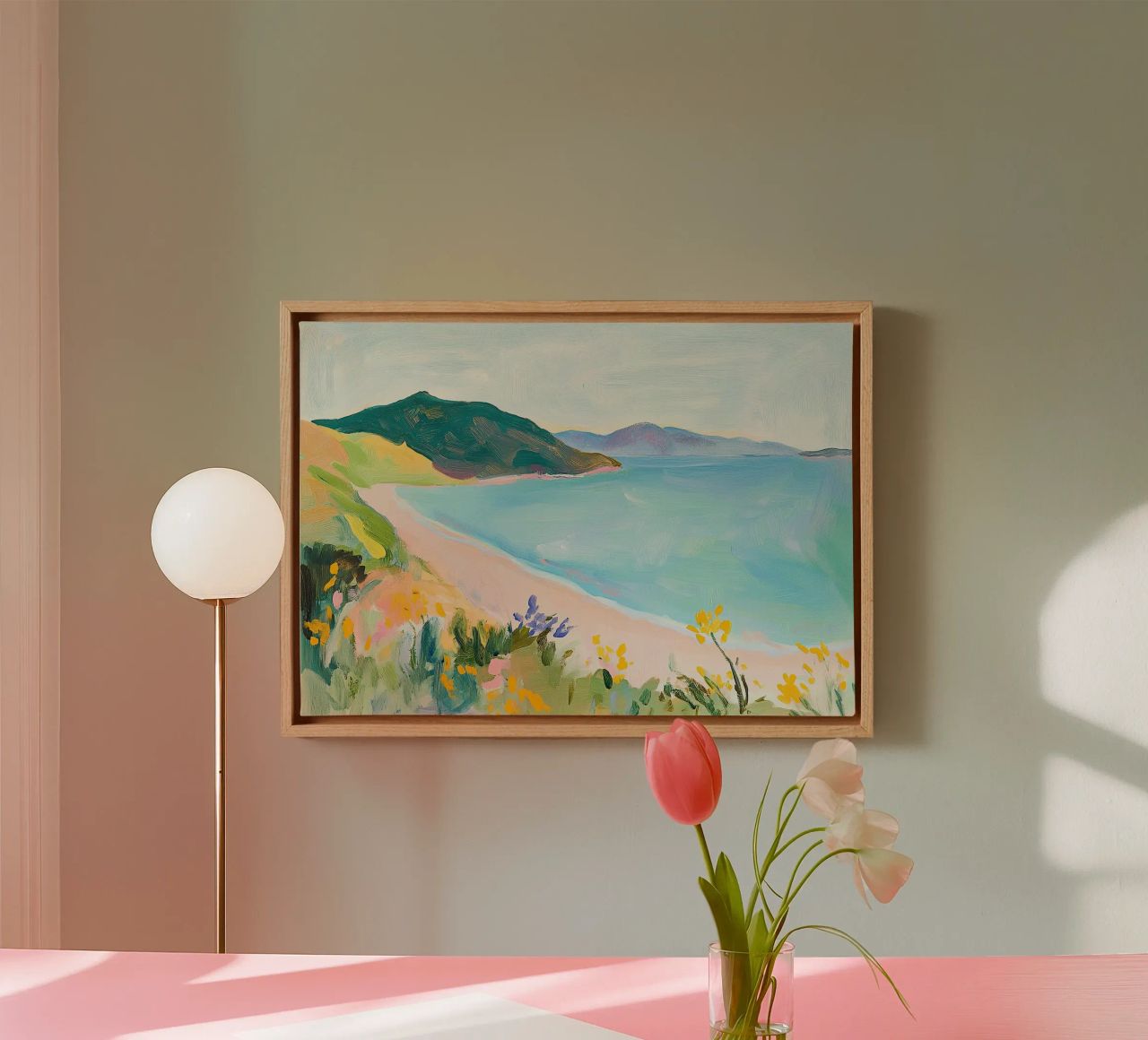 Tropisch Fauvismus Meer Ozean Botanik Landschaft Leinwand von Euphoria Theresa