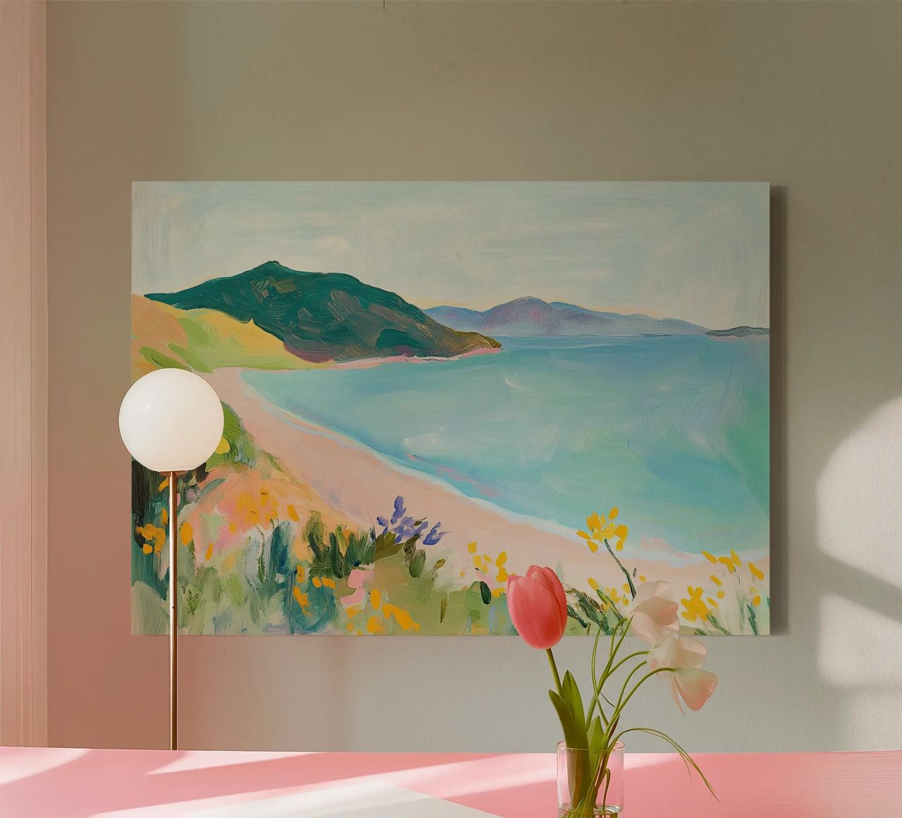 Tropisch Fauvismus Meer Ozean Botanik Landschaft Leinwand von Euphoria Theresa