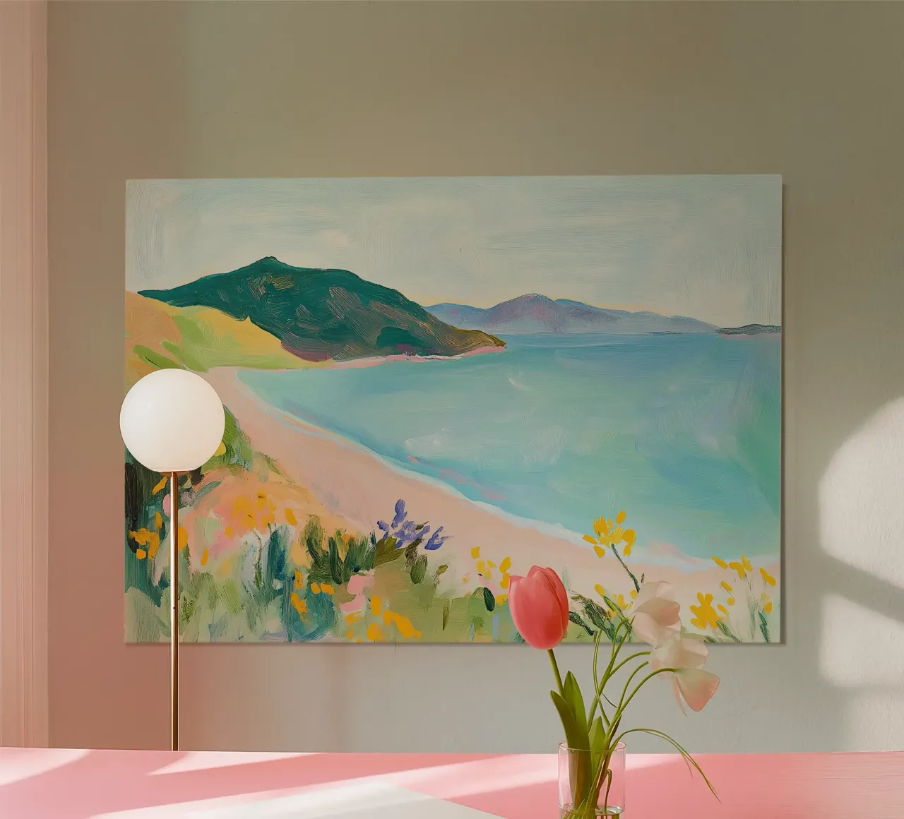Tropicale Fauvismo Mare Oceano Botanica Paesaggio poster con telaio in legno da Euphoria Theresa