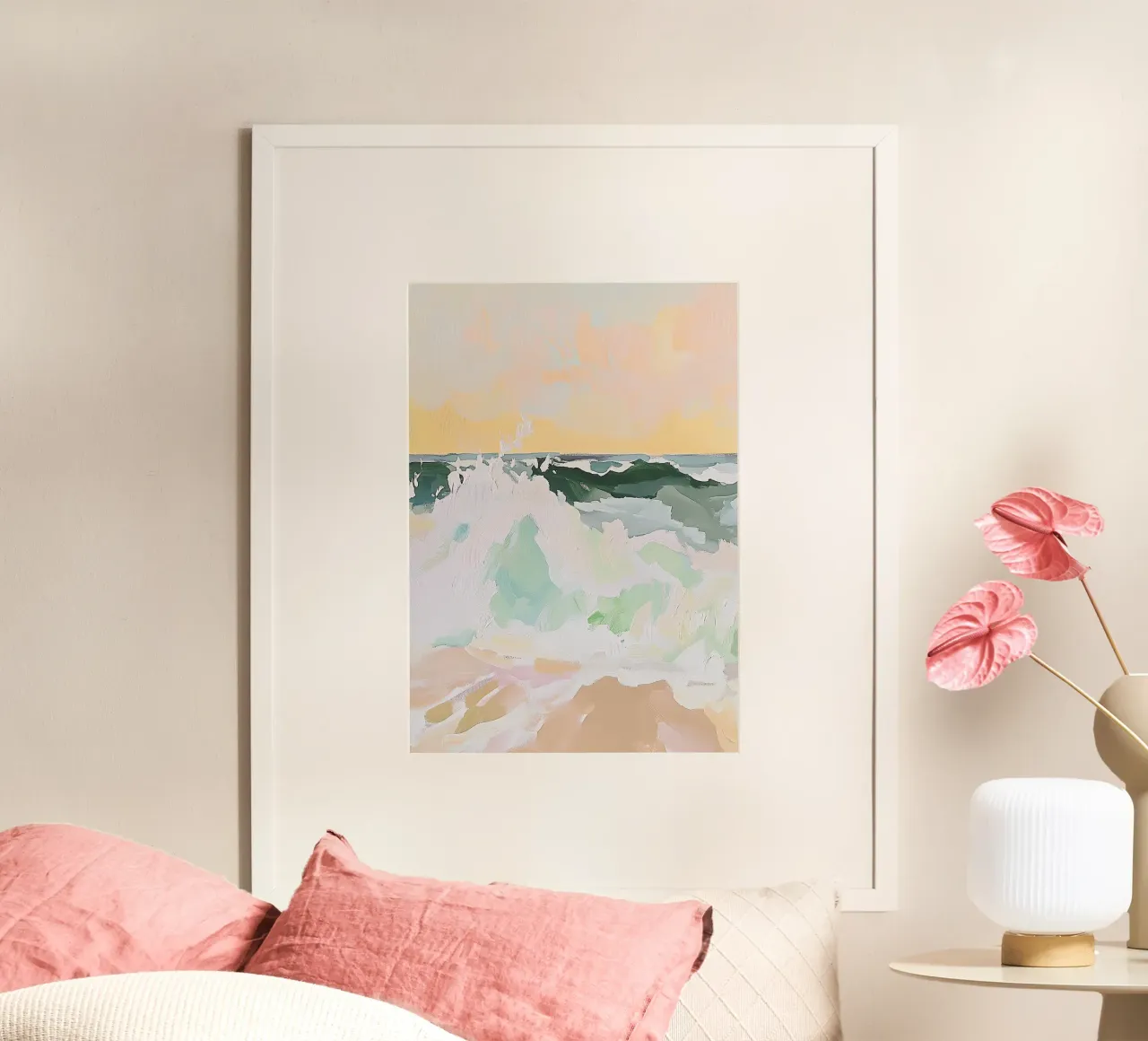 Onda Oceano Mare Fauvismo Pastello poster con telaio in alluminio da Euphoria Theresa