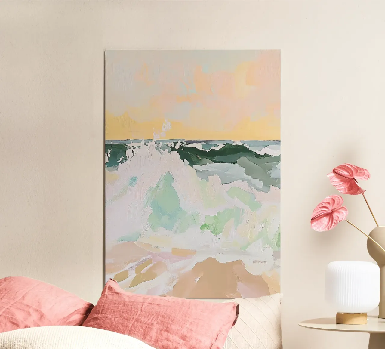 Onda Oceano Mare Fauvismo Pastello poster con telaio in alluminio da Euphoria Theresa