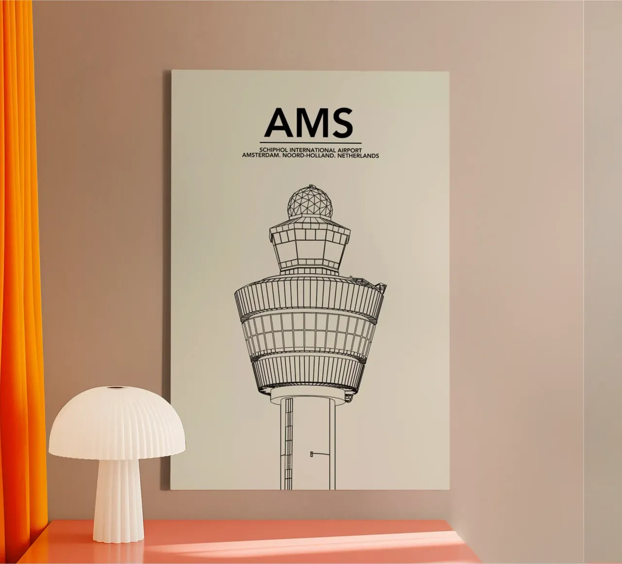 AMS Amsterdam Tower canvas met Baklijst van 08left