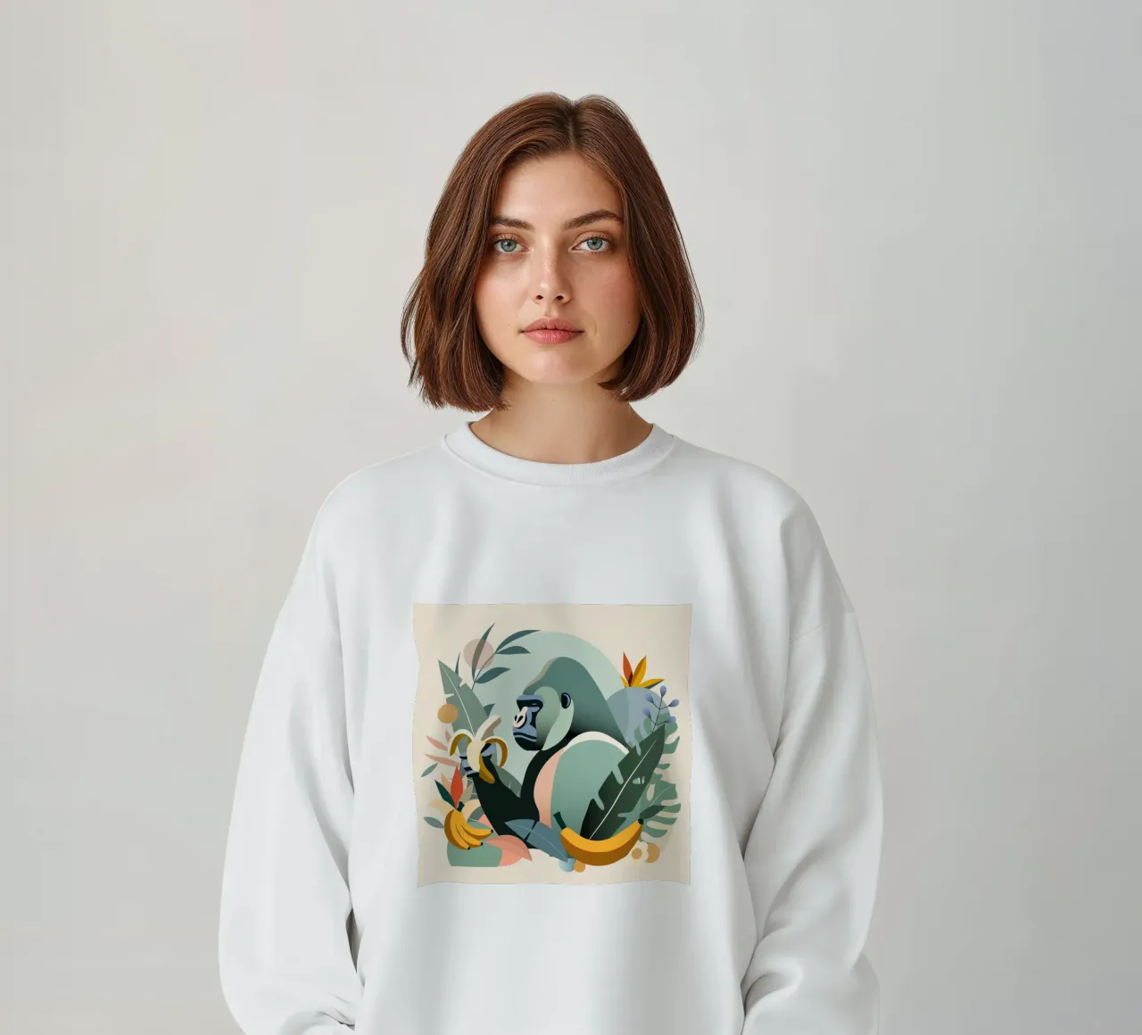 Gorilla orgoglioso con banana in un ambiente tropicale felpa da namosh