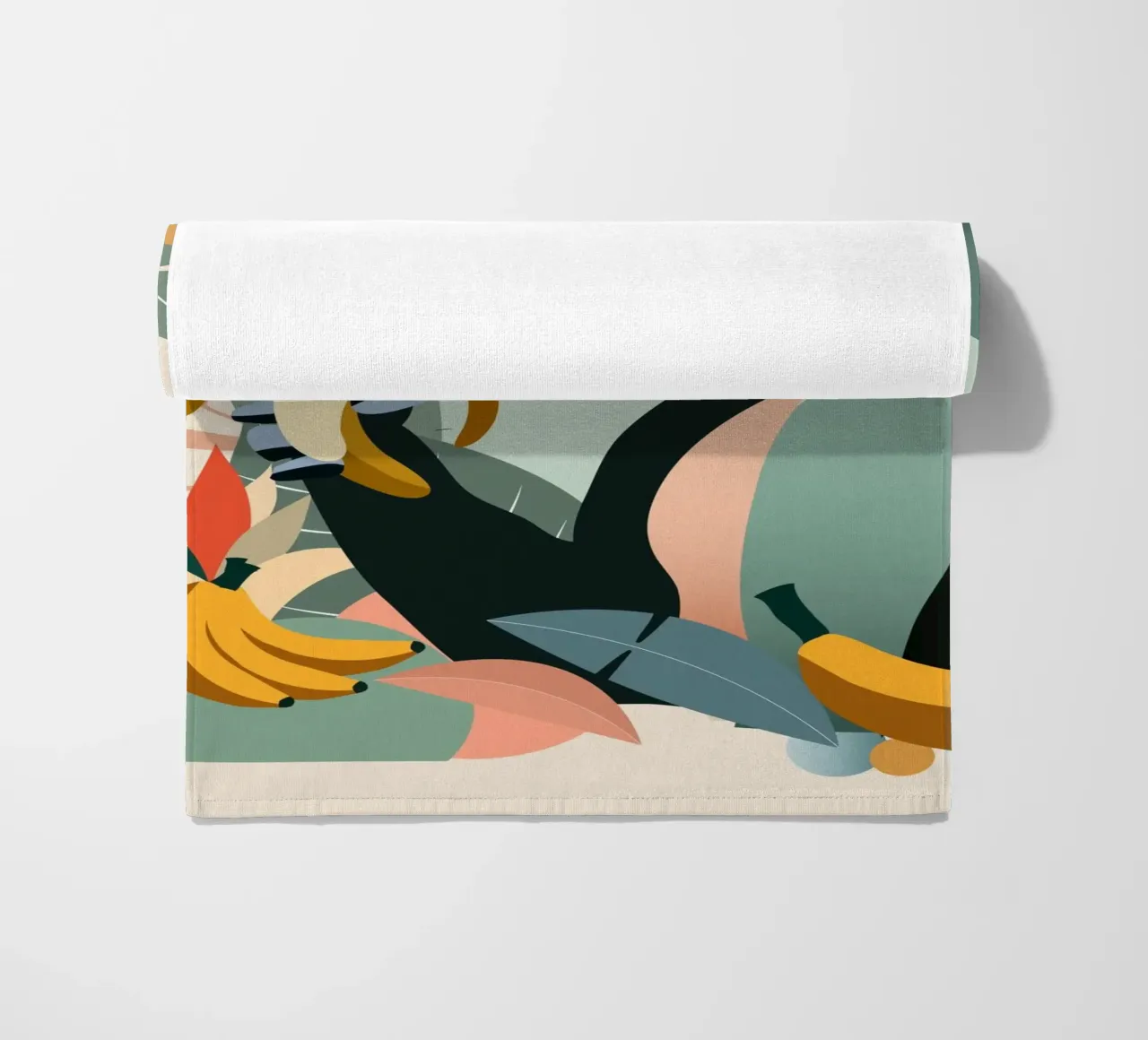 Gorilla orgoglioso con banana in un ambiente tropicale telo mare da namosh