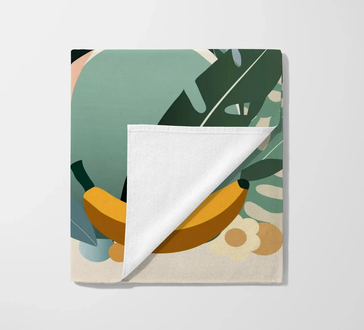 Gorilla orgoglioso con banana in un ambiente tropicale telo mare da namosh