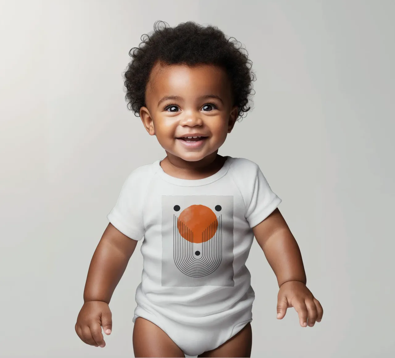 Boho Abstract Kunstontwerp Oranje Modern babyrompertje korte mouwen van Whole©