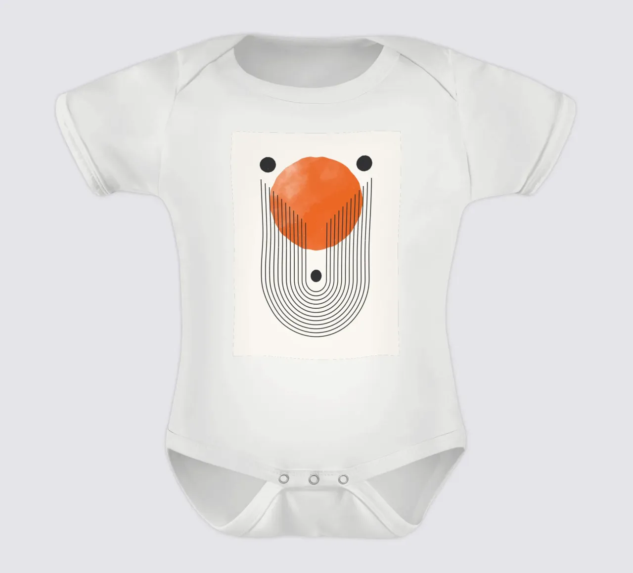 Boho Abstract Kunstontwerp Oranje Modern babyrompertje korte mouwen van Whole©