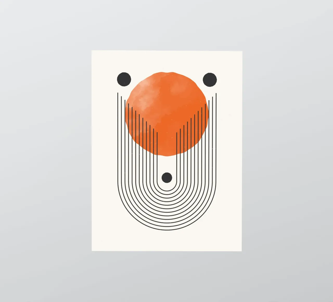 Boho Abstract Kunstontwerp Oranje Modern sticker van Whole©