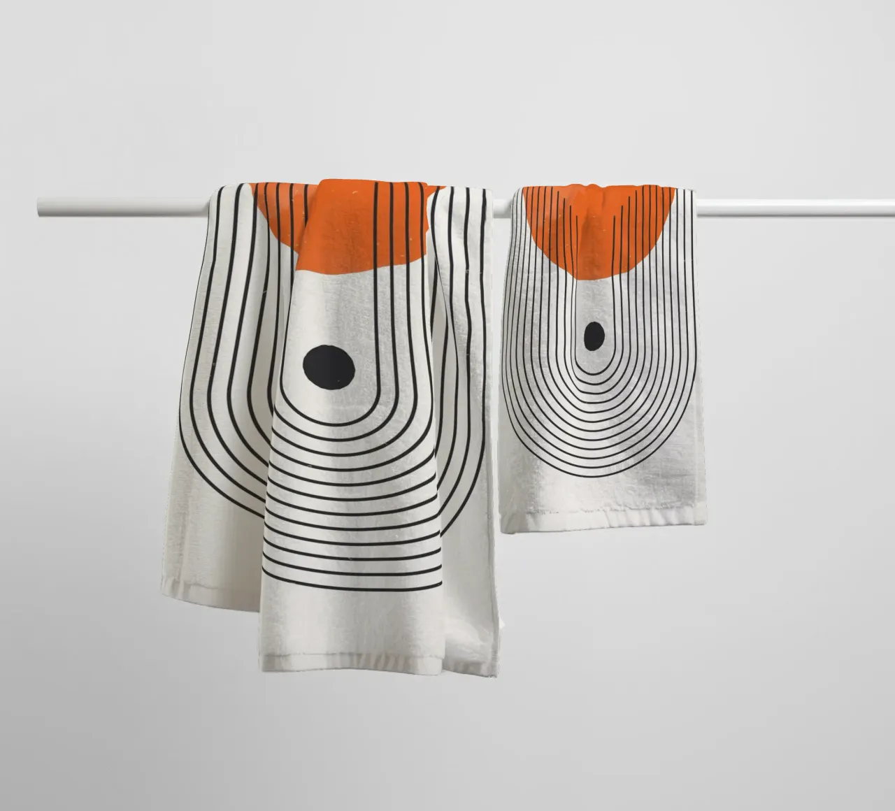 Boho Abstract Kunstontwerp Oranje Modern badhanddoek van Whole©