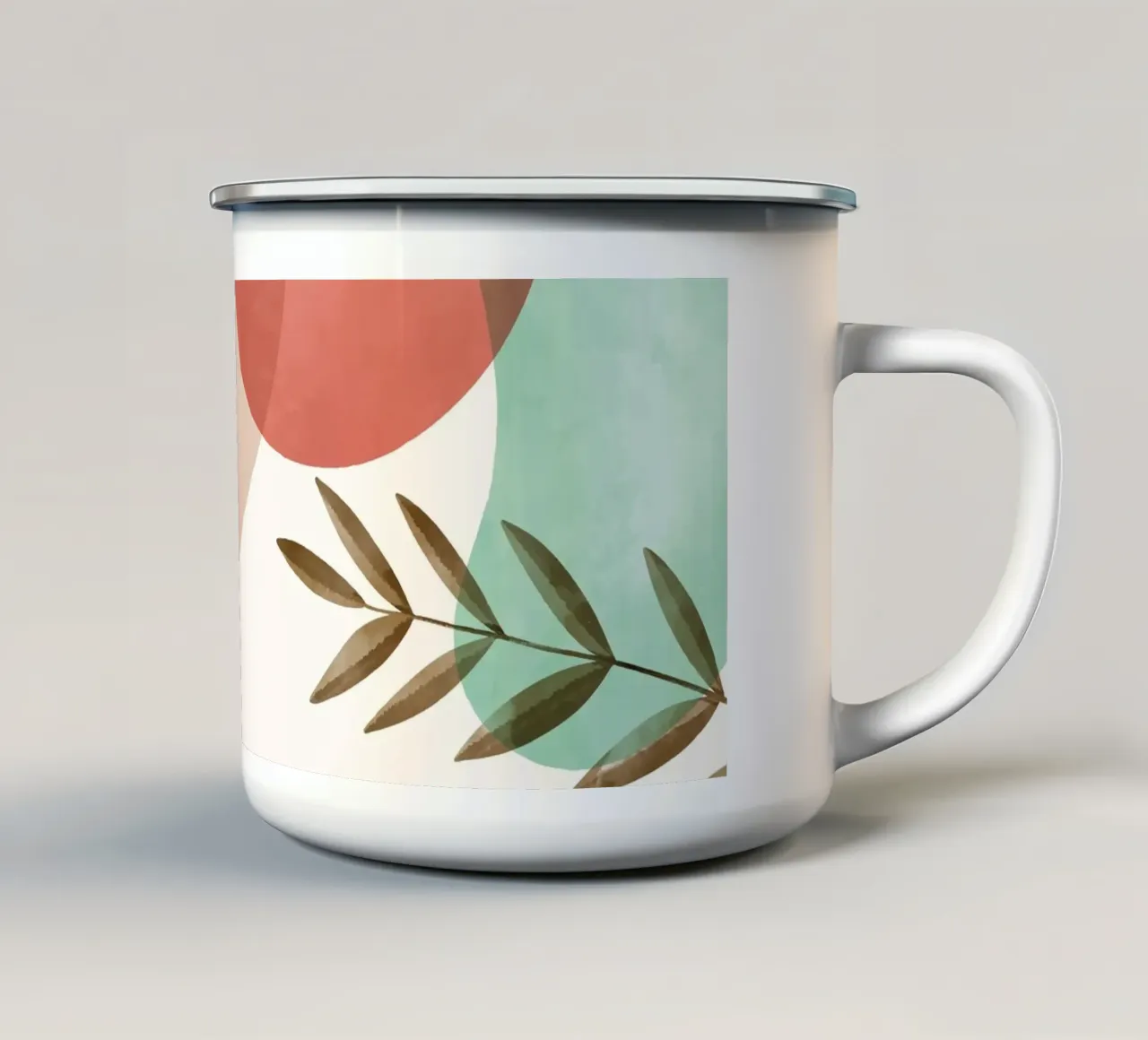 Boho Natuurlijk Abstract Modern Groen Beige Ontwerp emaille mok van Whole©