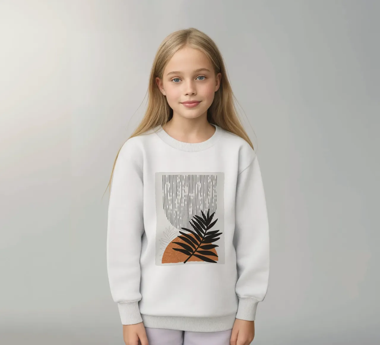 Boho Line Art Natura Moderna Nero Arancione felpa bambino da Whole©