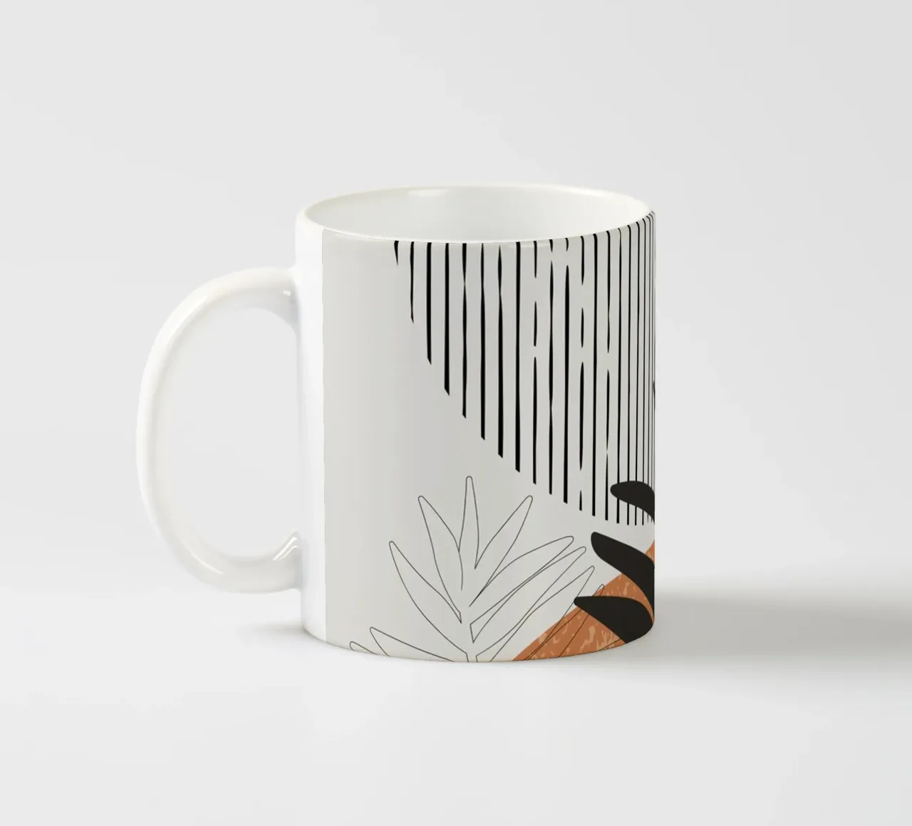 Boho Line Art Natura Moderna Nero Arancione tazza in ceramica da Whole©