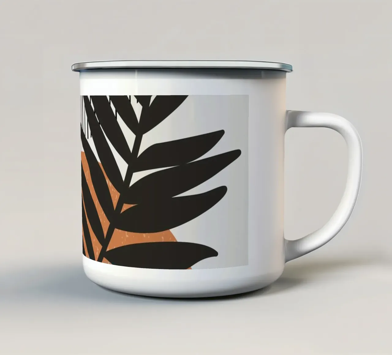 Boho Line Art Natura Moderna Nero Arancione tazza in smalto da Whole©