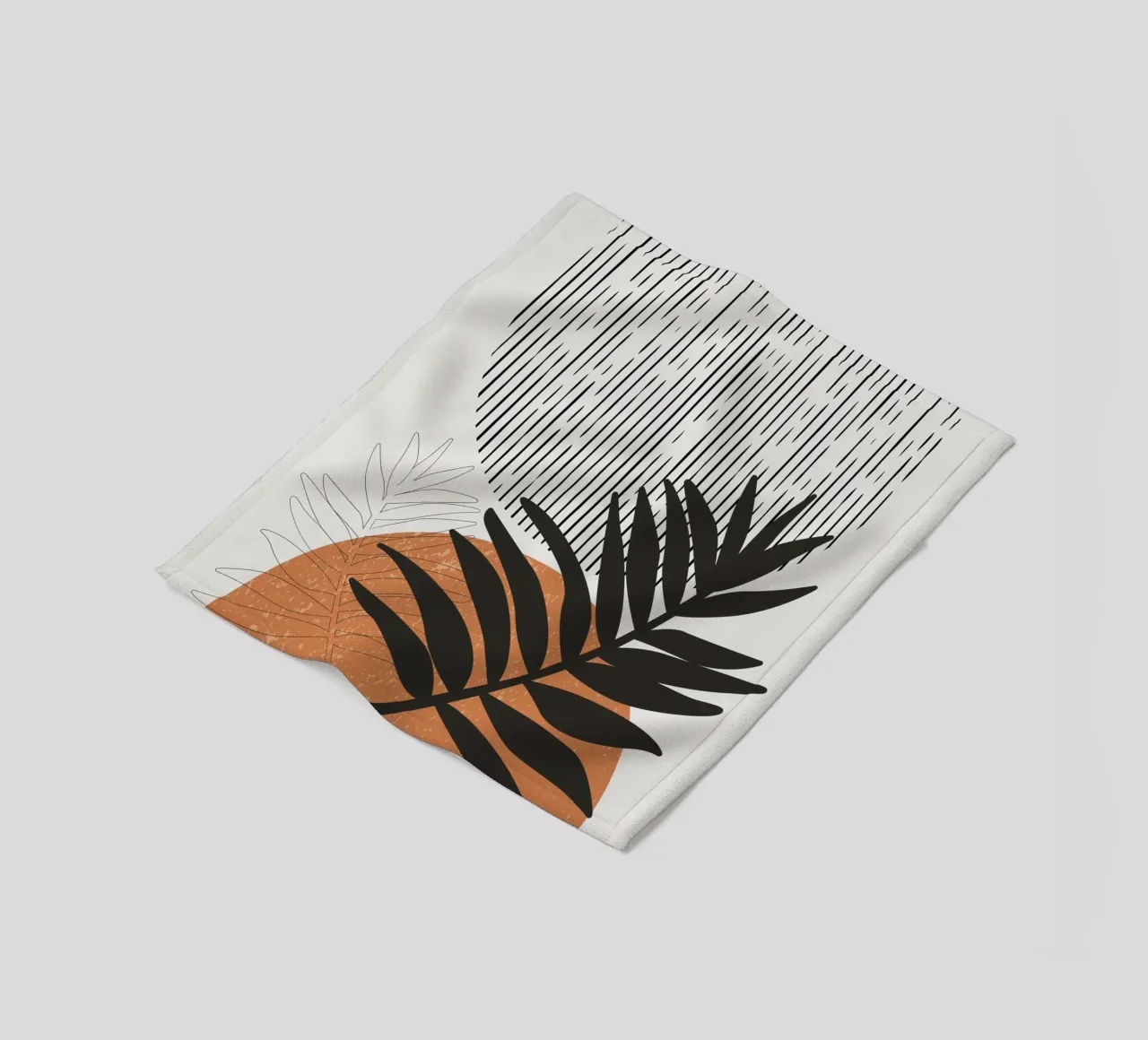 Boho Line Art Natura Moderna Nero Arancione coperta in pile da Whole©