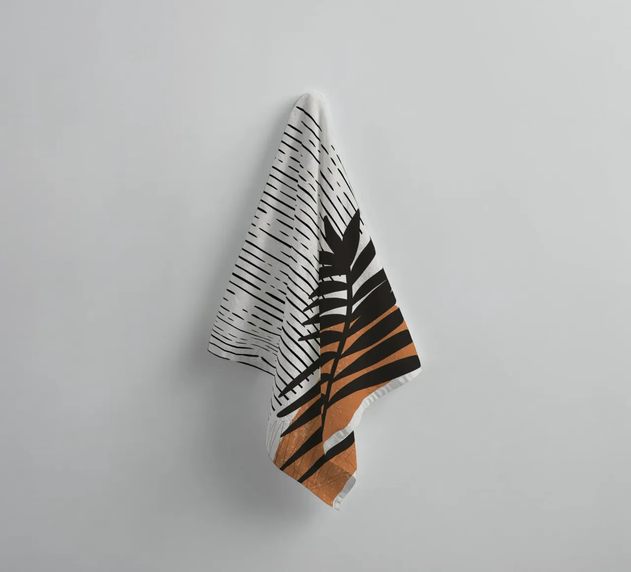 Boho Line Art Natura Moderna Nero Arancione asciugamano da bagno da Whole©