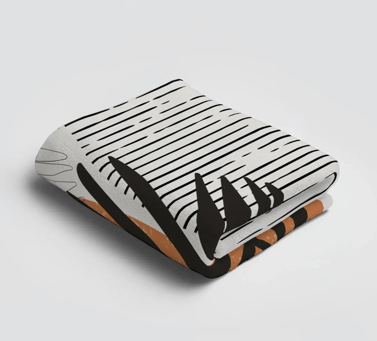 Boho Line Art Natura Moderna Nero Arancione asciugamano da bagno da Whole©