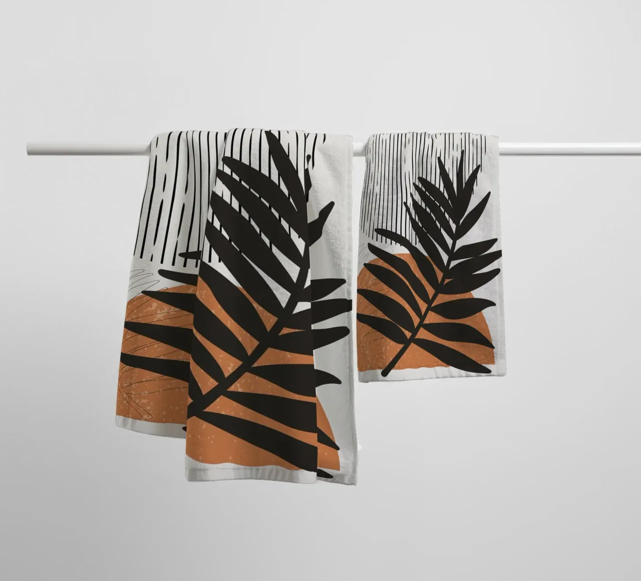 Boho Line Art Natura Moderna Nero Arancione asciugamano da bagno da Whole©