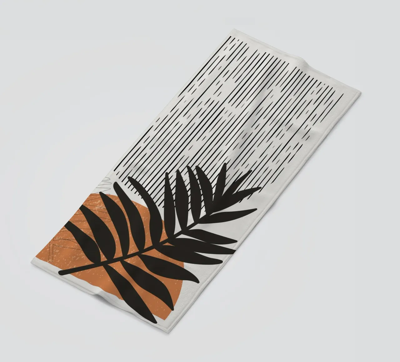 Boho Line Art Natura Moderna Nero Arancione telo mare da Whole©