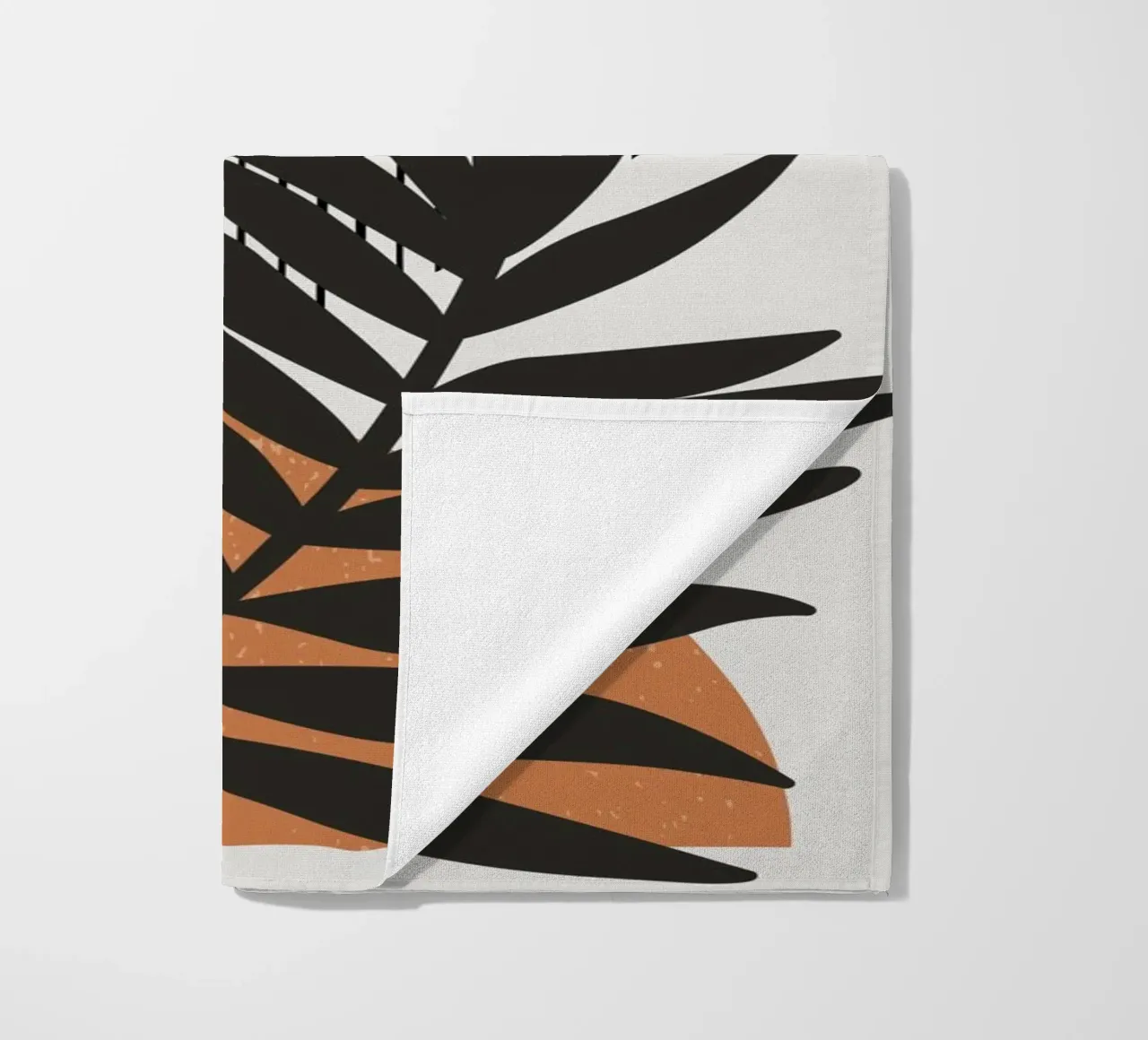 Boho Line Art Natura Moderna Nero Arancione telo mare da Whole©