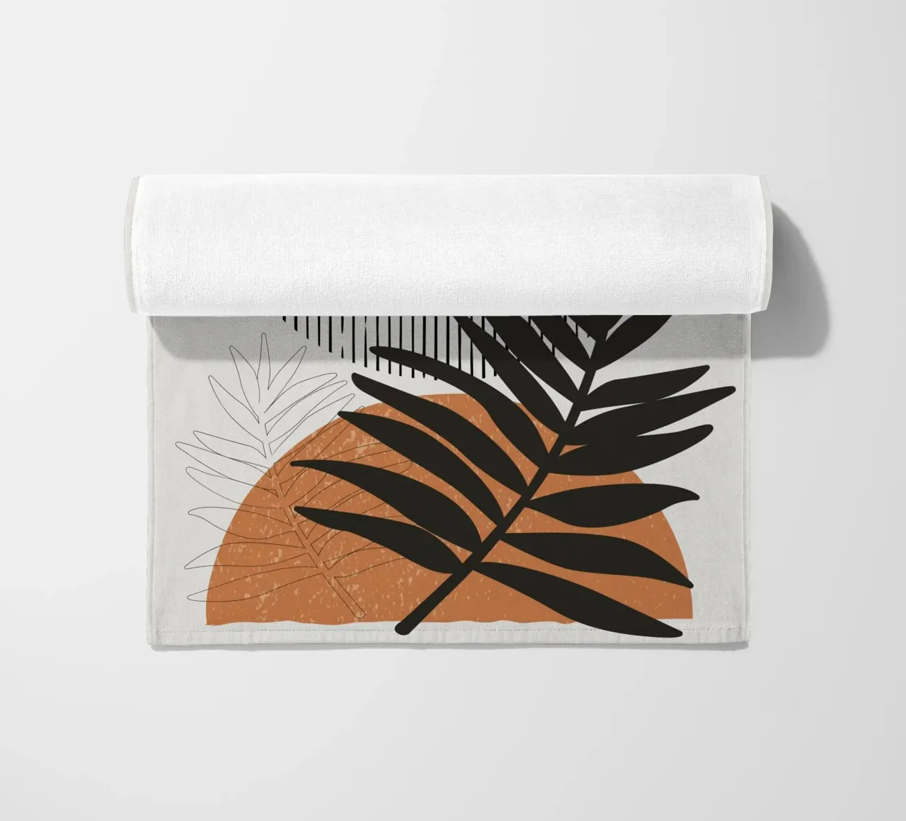 Boho Line Art Natura Moderna Nero Arancione telo mare da Whole©