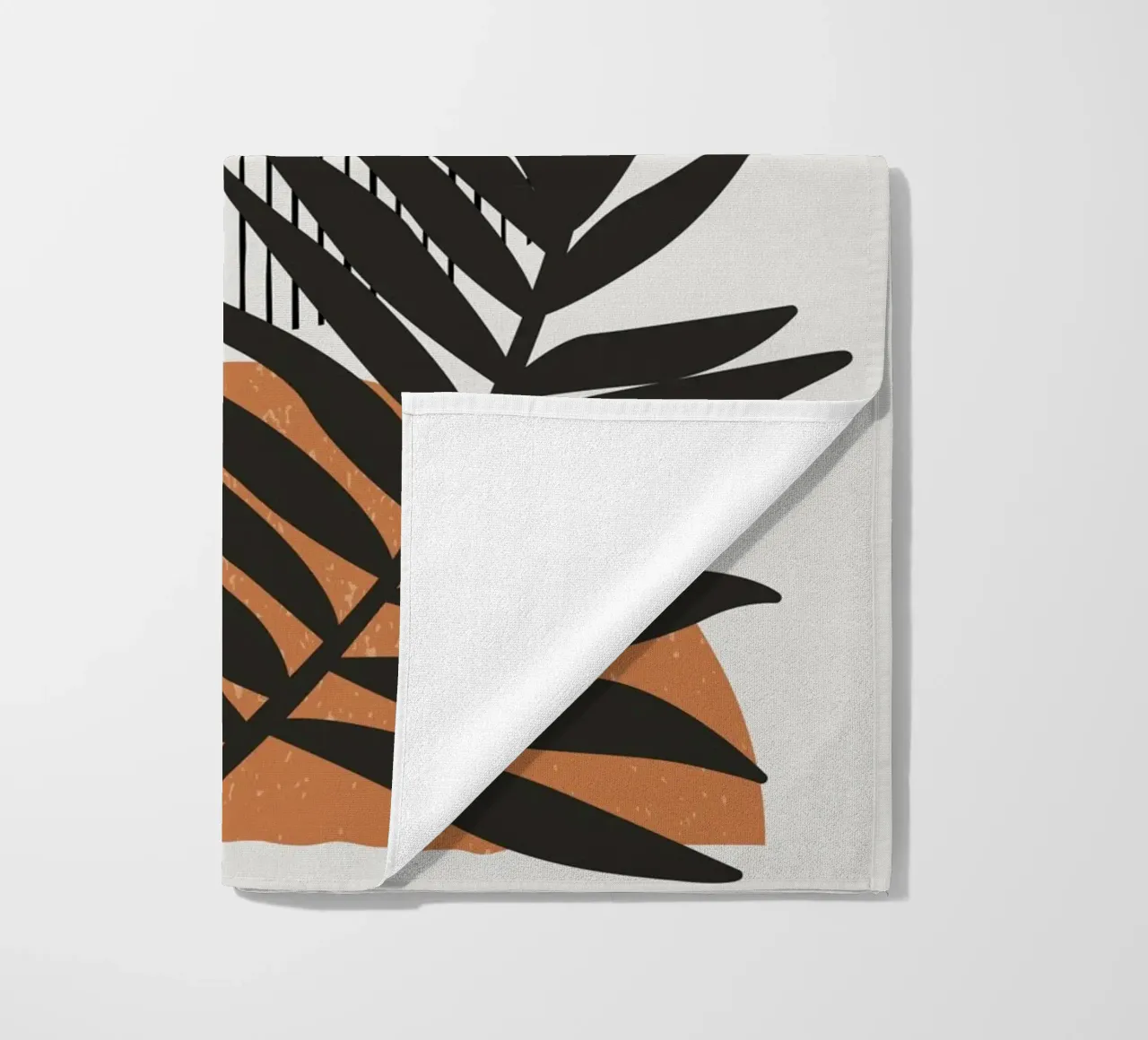 Boho Line Art Natura Moderna Nero Arancione telo mare da Whole©