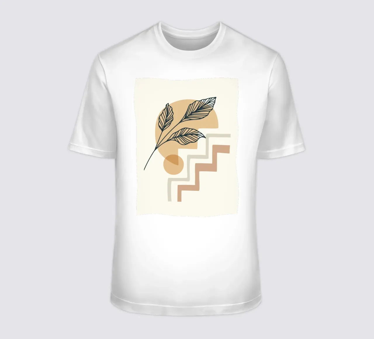 Boho Line Art Foglie Beige Moderno t-shirt da Whole©