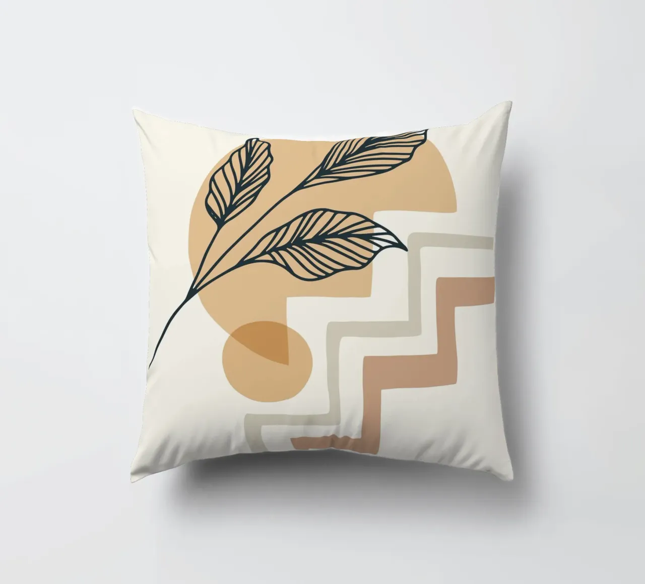 Boho Line Art Foglie Beige Moderno cuscino da Whole©