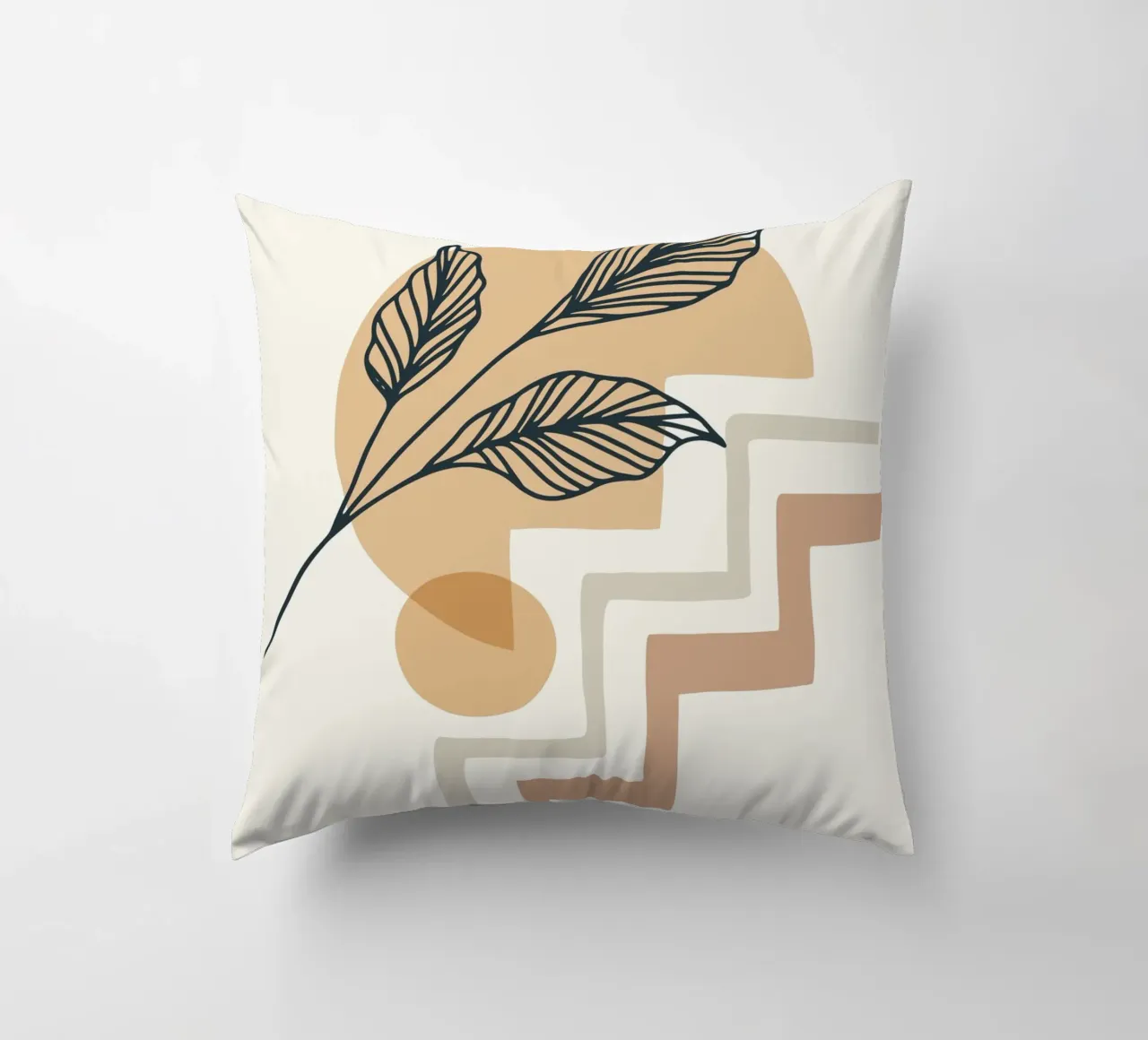 Boho Line Art Foglie Beige Moderno cuscino da Whole©