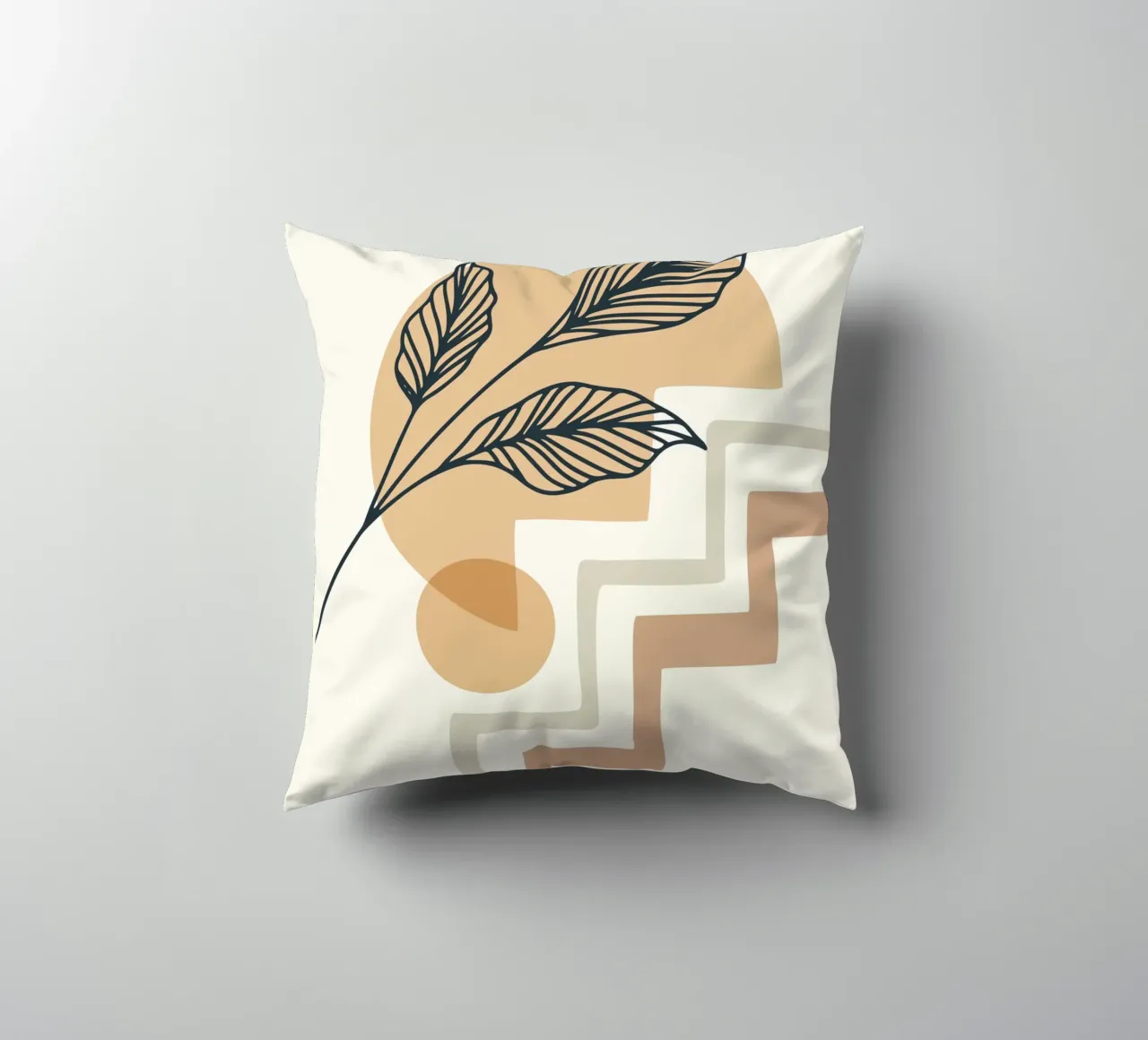 Boho Line Art Foglie Beige Moderno cuscino da Whole©
