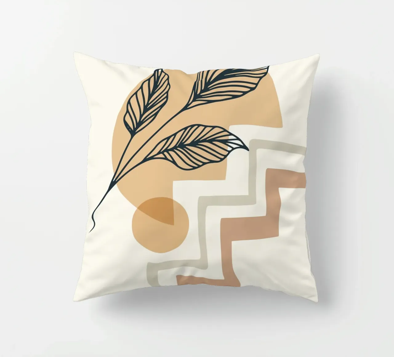 Boho Line Art Foglie Beige Moderno cuscino da Whole©