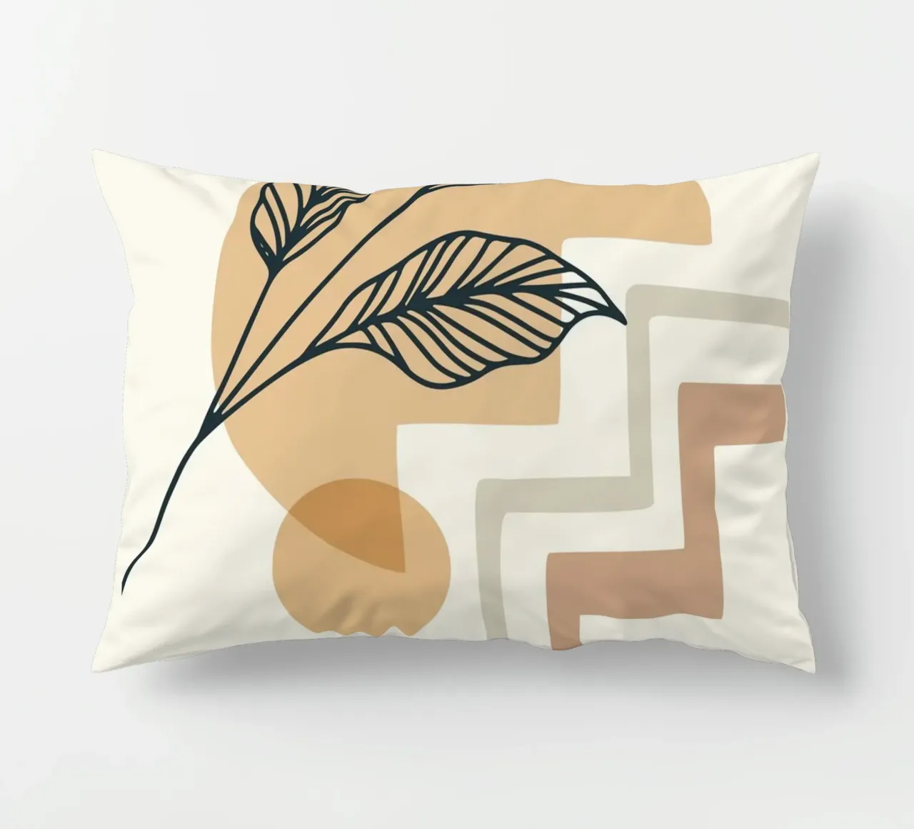 Boho Line Art Foglie Beige Moderno cuscino da Whole©