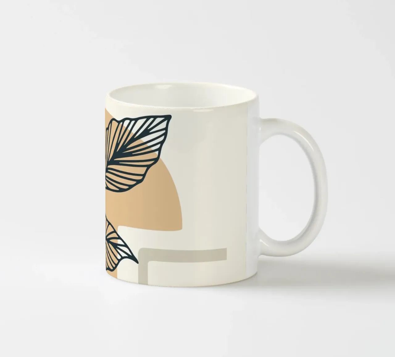 Boho Line Art Foglie Beige Moderno tazza in ceramica da Whole©