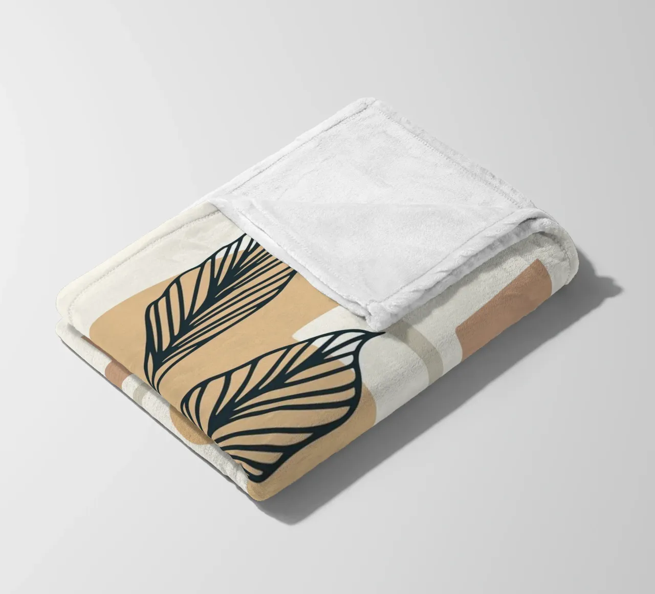 Boho Line Art Foglie Beige Moderno coperta in pile da Whole©