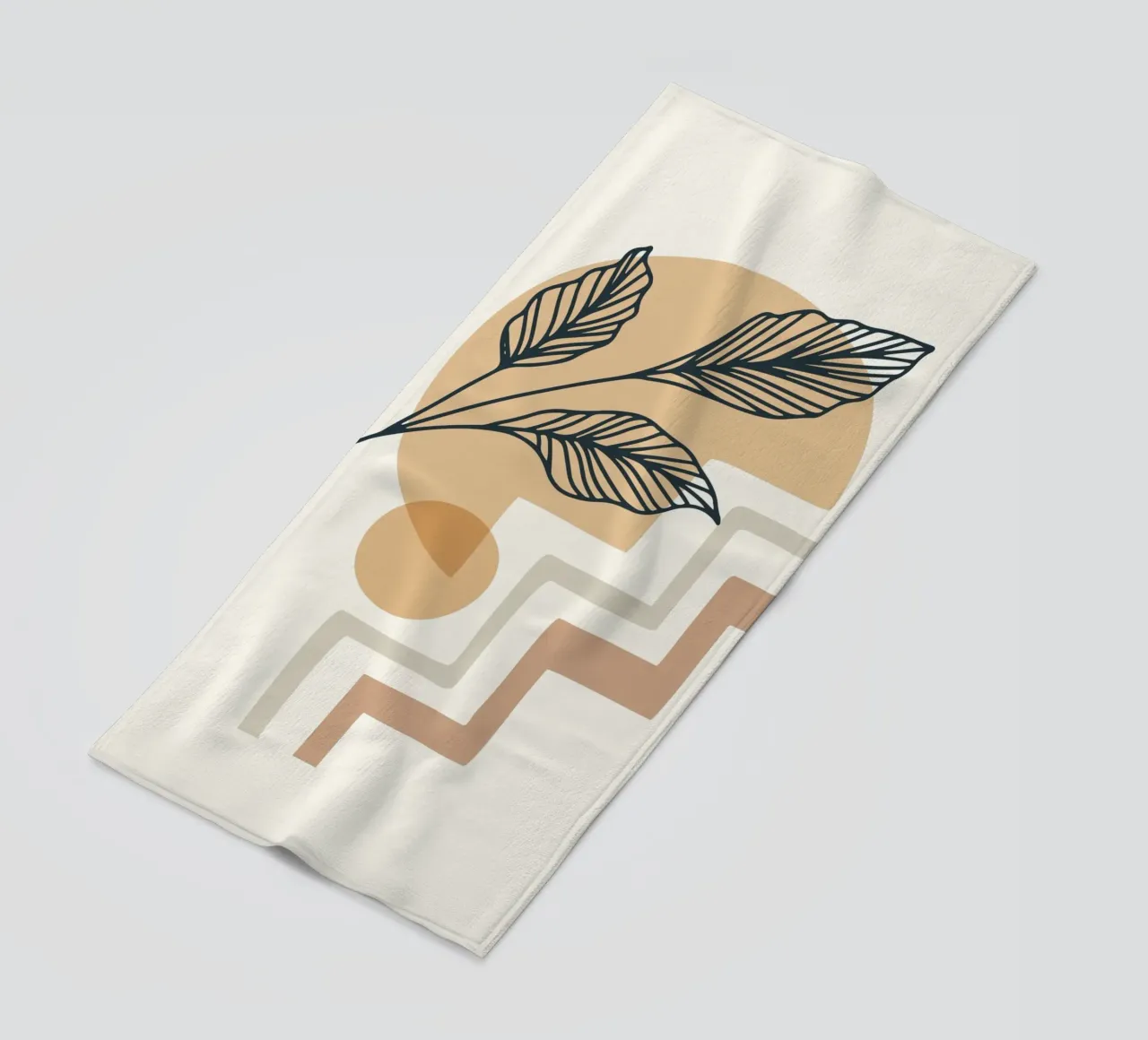 Boho Line Art Foglie Beige Moderno telo mare da Whole©