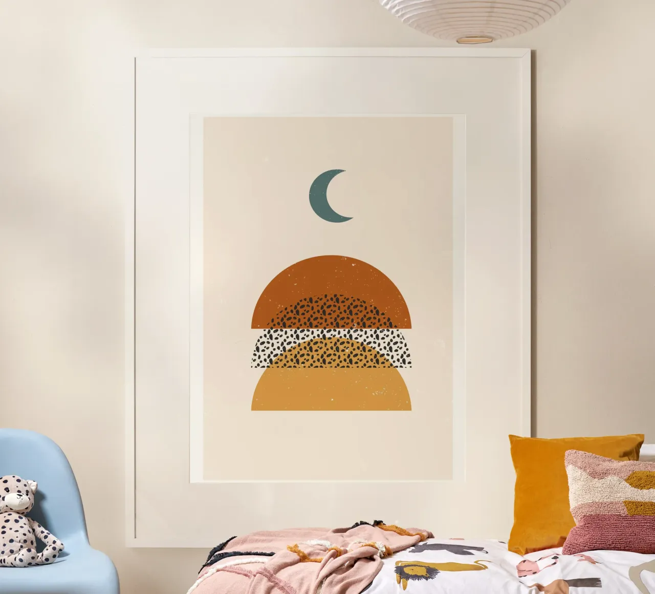Boho Semicerchio Geometrico Moderno Retro poster con telaio in plastica da Whole©