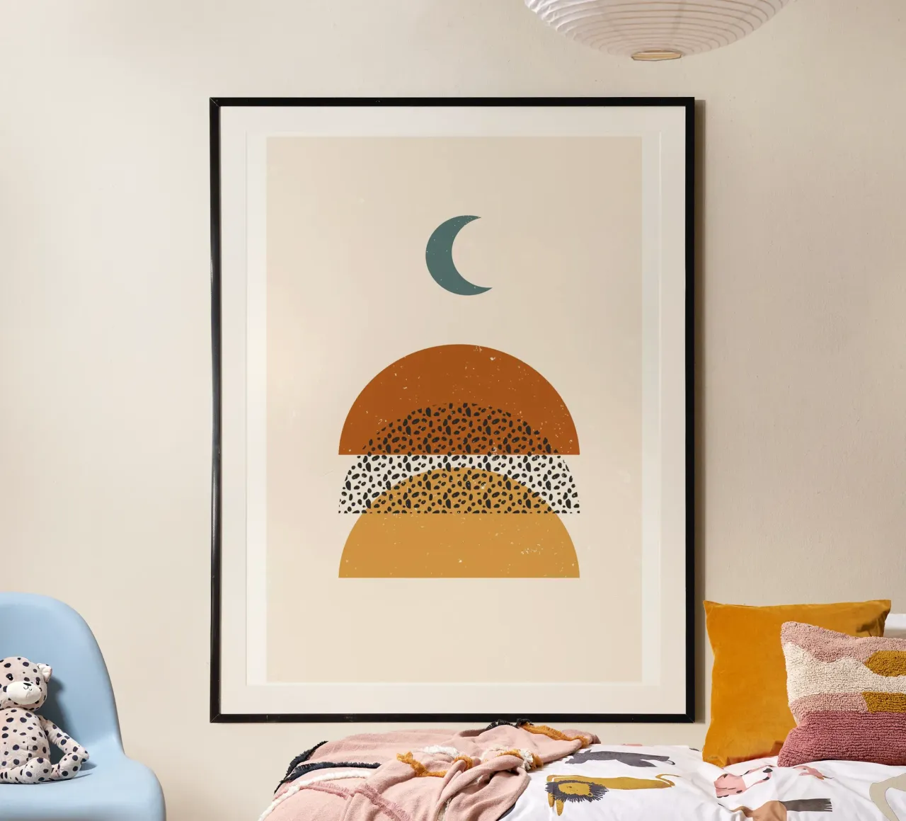 Boho Semicerchio Geometrico Moderno Retro poster con telaio in plastica da Whole©