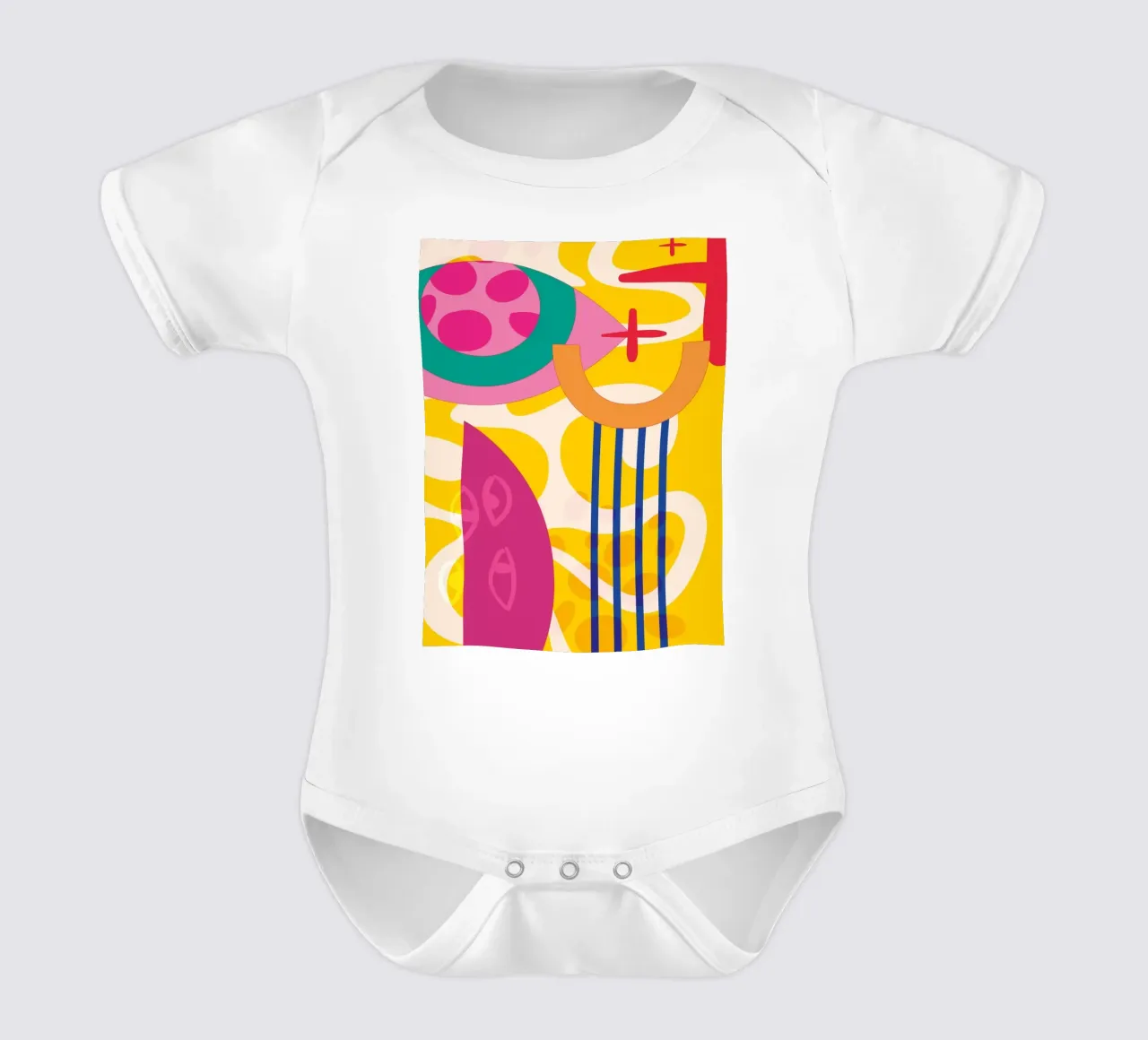 Pop Art Abstract Kleurrijk Modern babyrompertje korte mouwen van Whole©