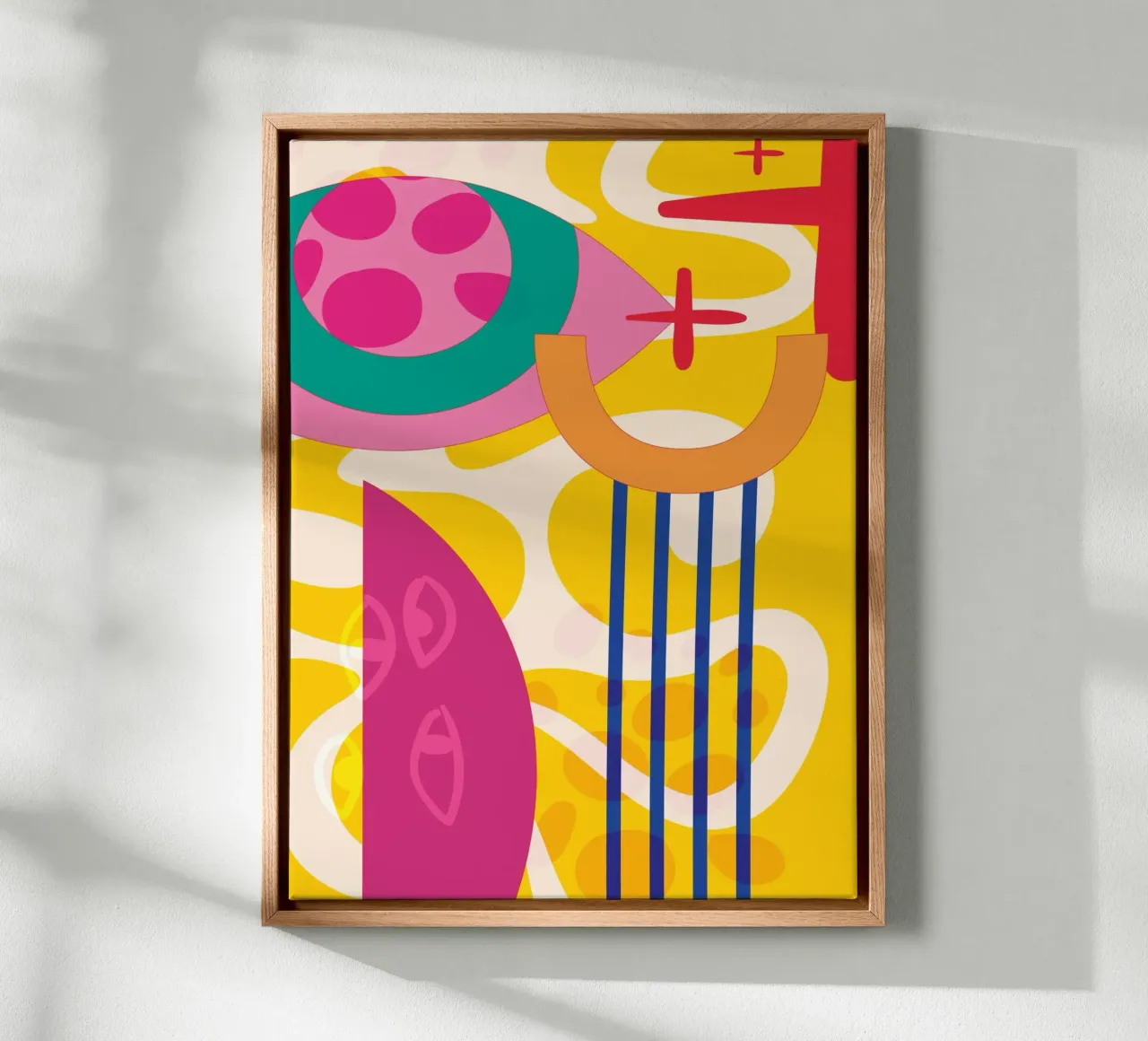 Pop Art Abstrakt Bunt Modern Leinwand mit Schattenfugenrahmen von Whole©