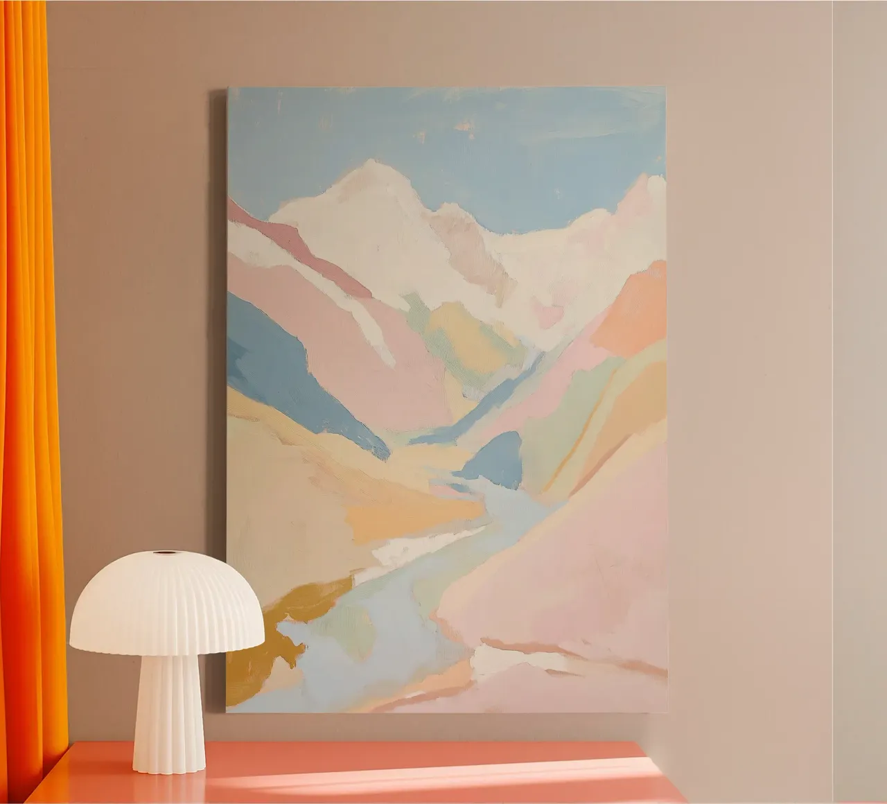 Bergen Abstract Pastel Fauvisme Natuur canvas met Baklijst van Euphoria Theresa
