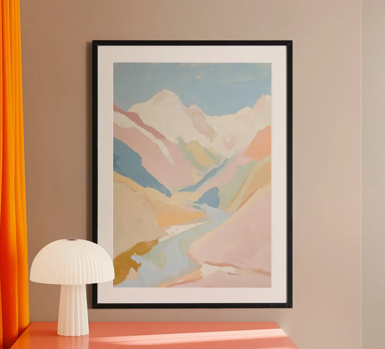 Montagne Pastello astratto Fauvismo Natura poster con telaio in legno da Euphoria Theresa